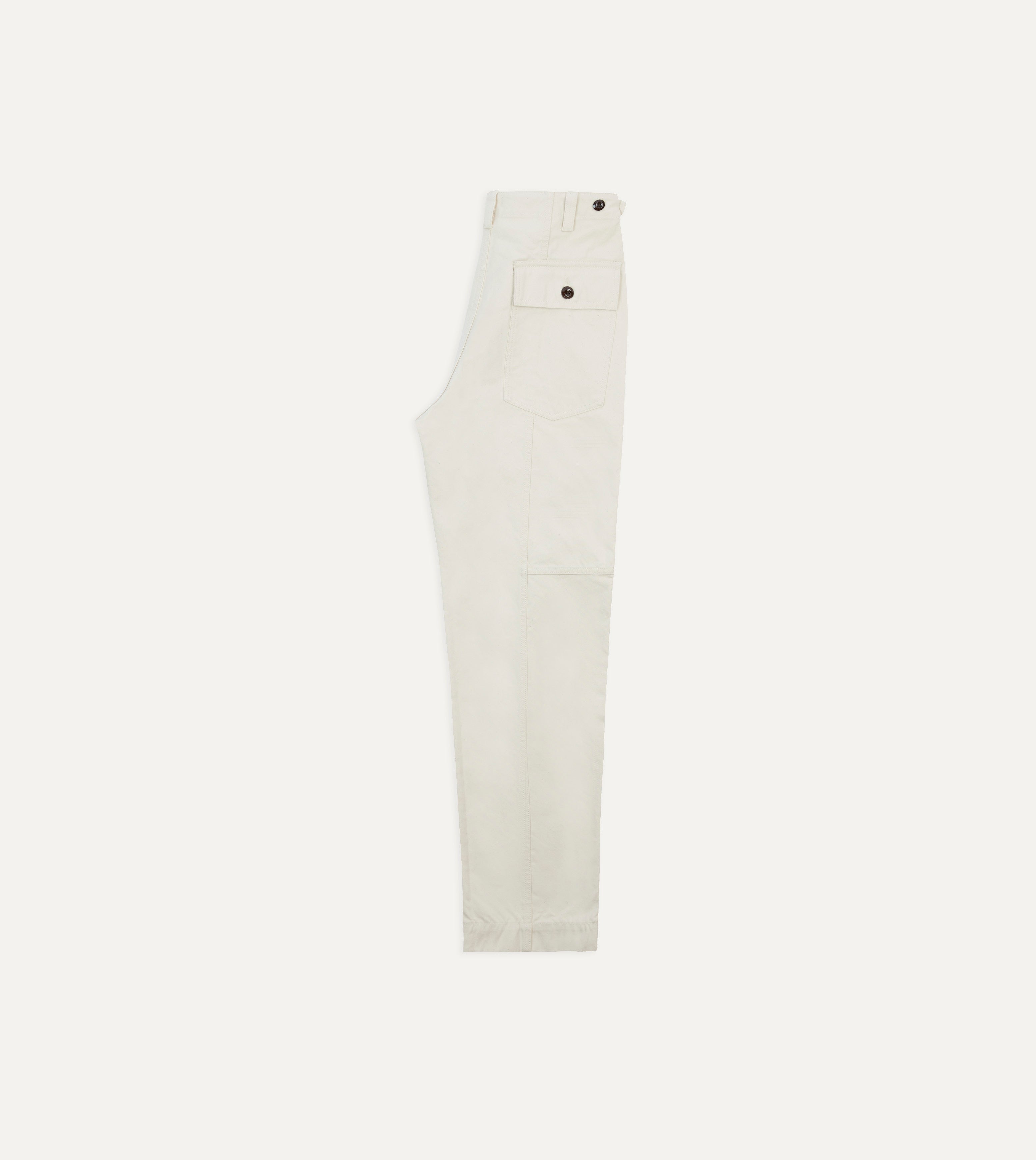 Ecru Cotton Canvas Panel Trousers