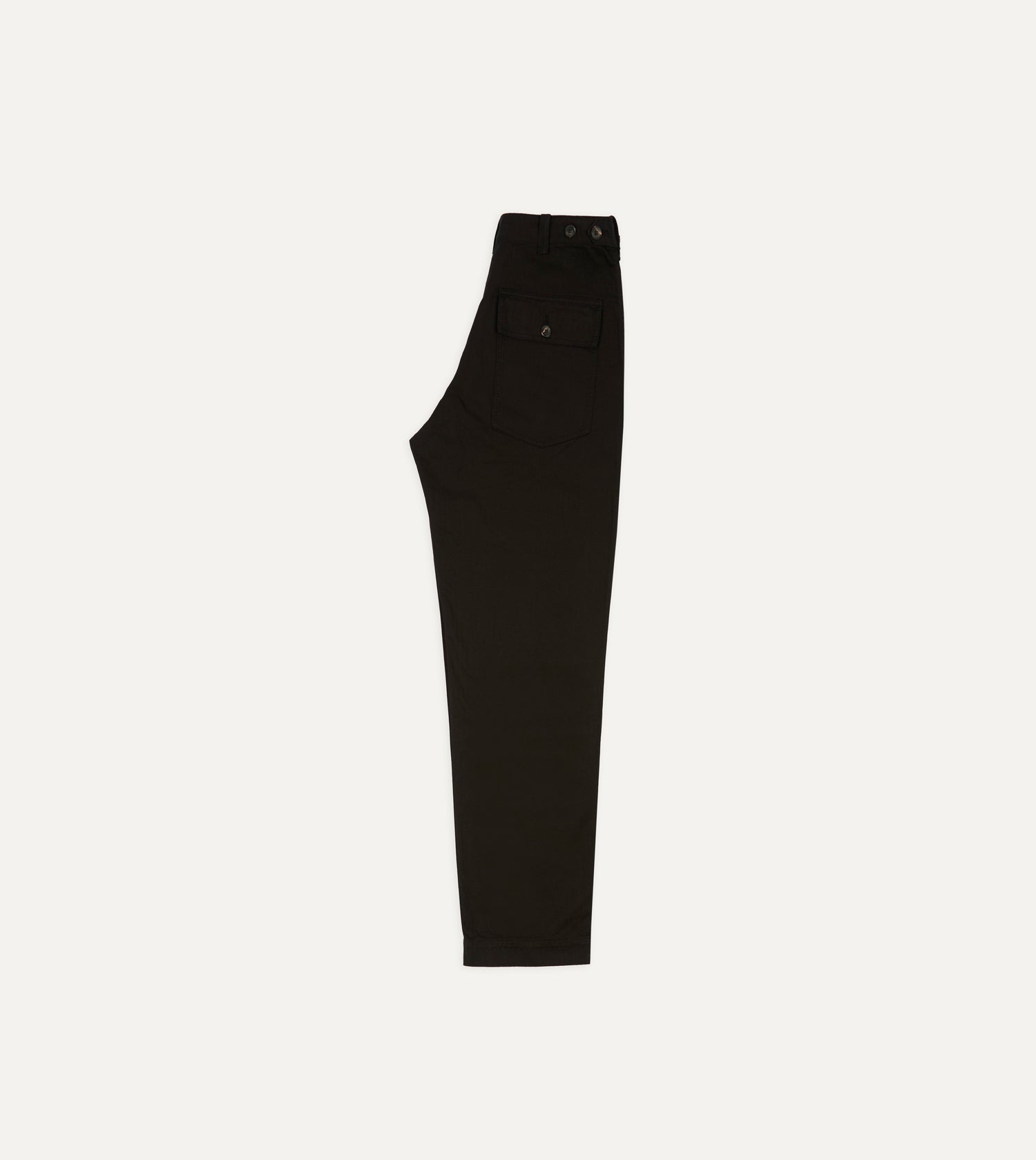 Drake's by A. Levine Black Herringbone Cotton Fatigue Trouser