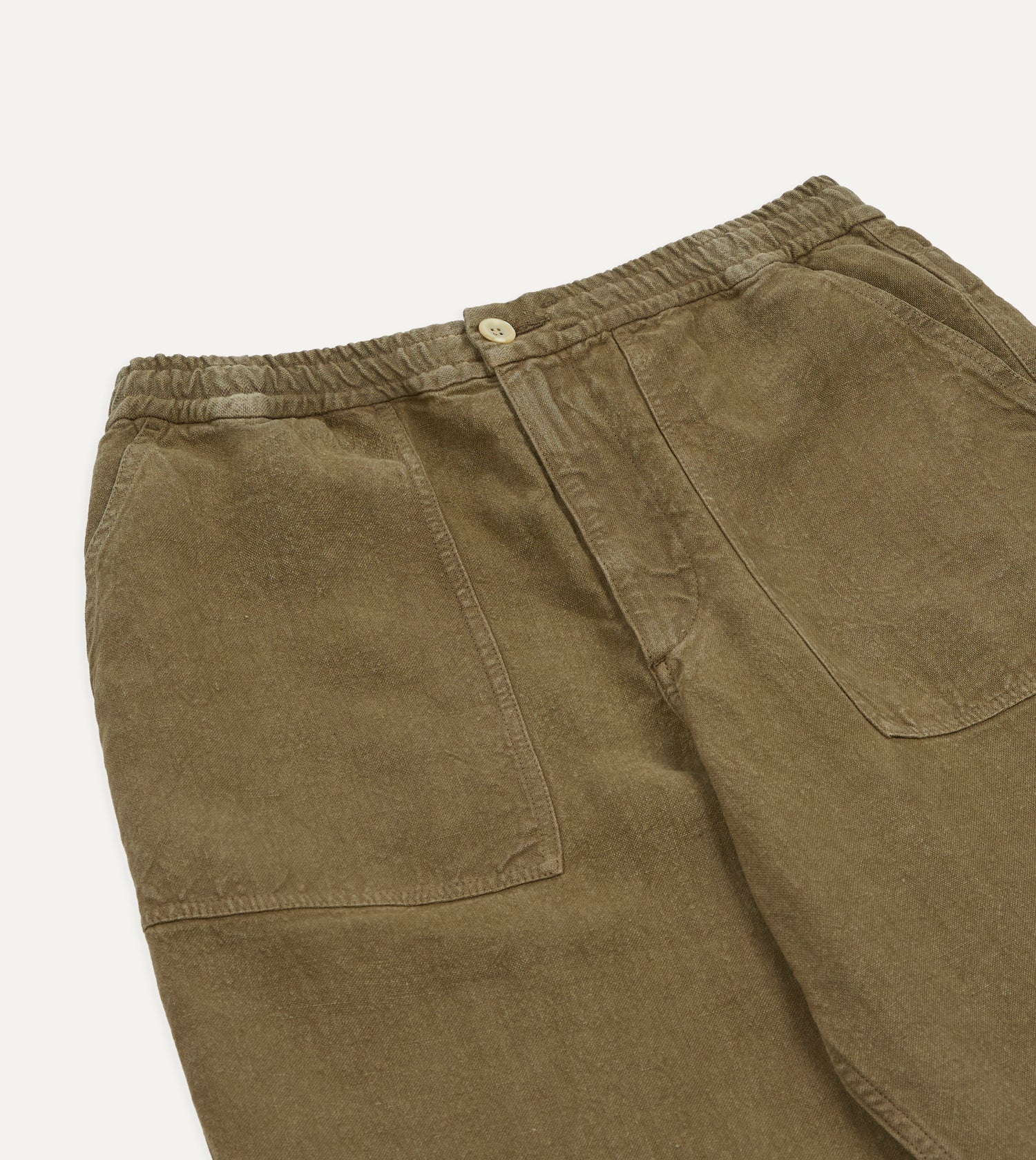 Brown Linen Drawstring Trousers