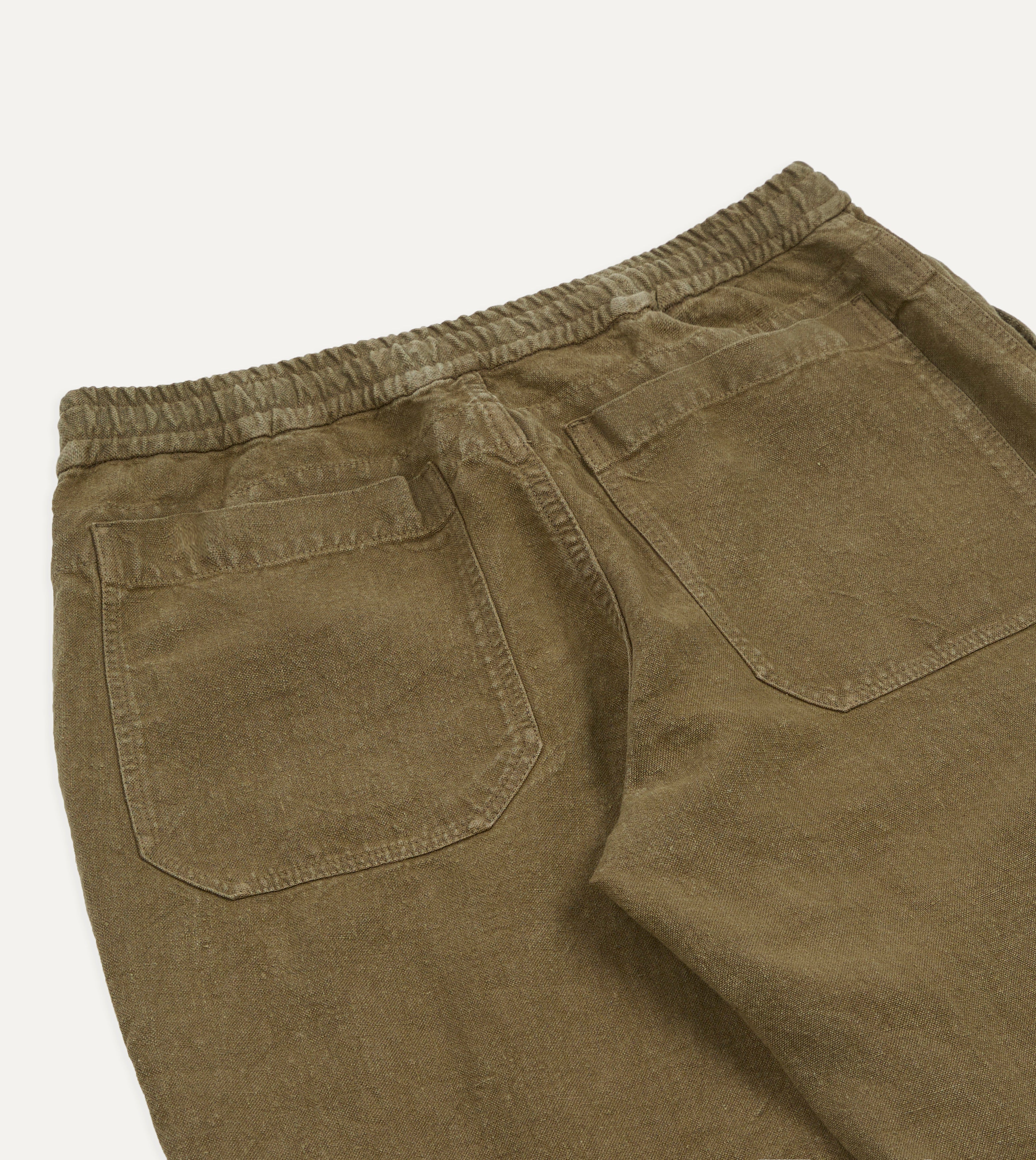 Brown Linen Drawstring Trousers – Drakes US
