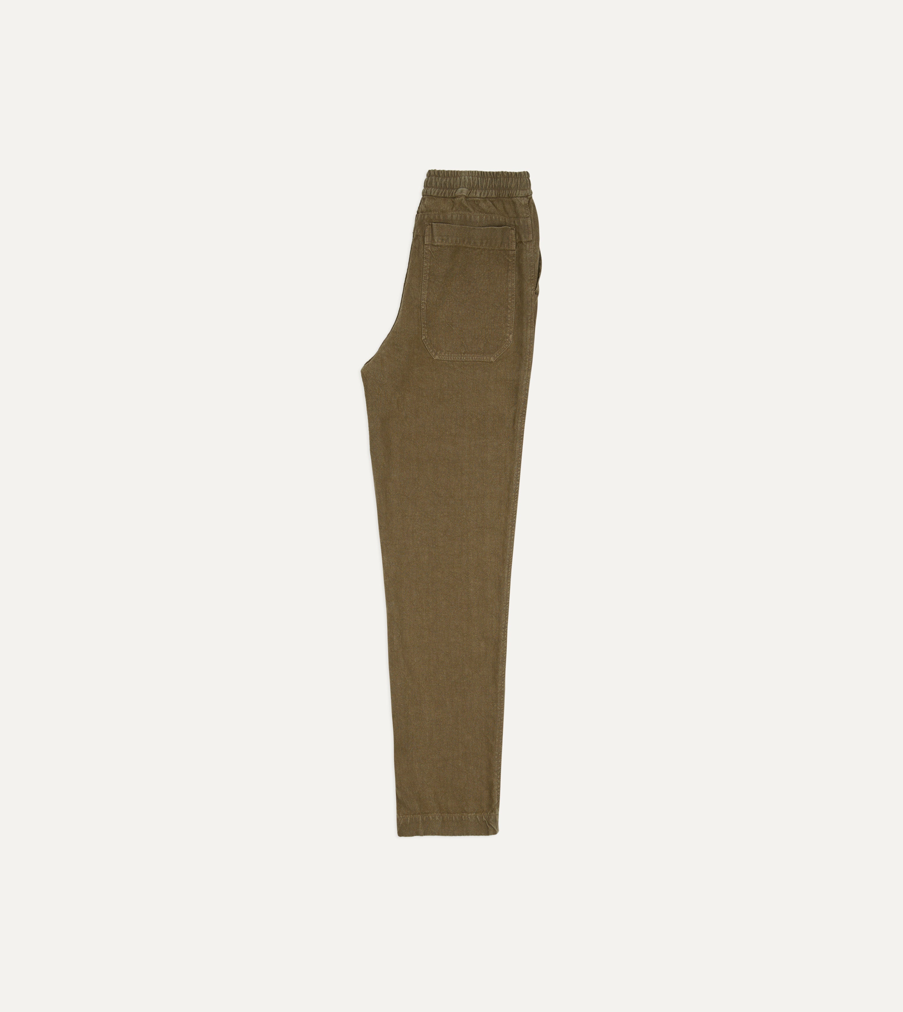 Brown Linen Drawstring Trousers