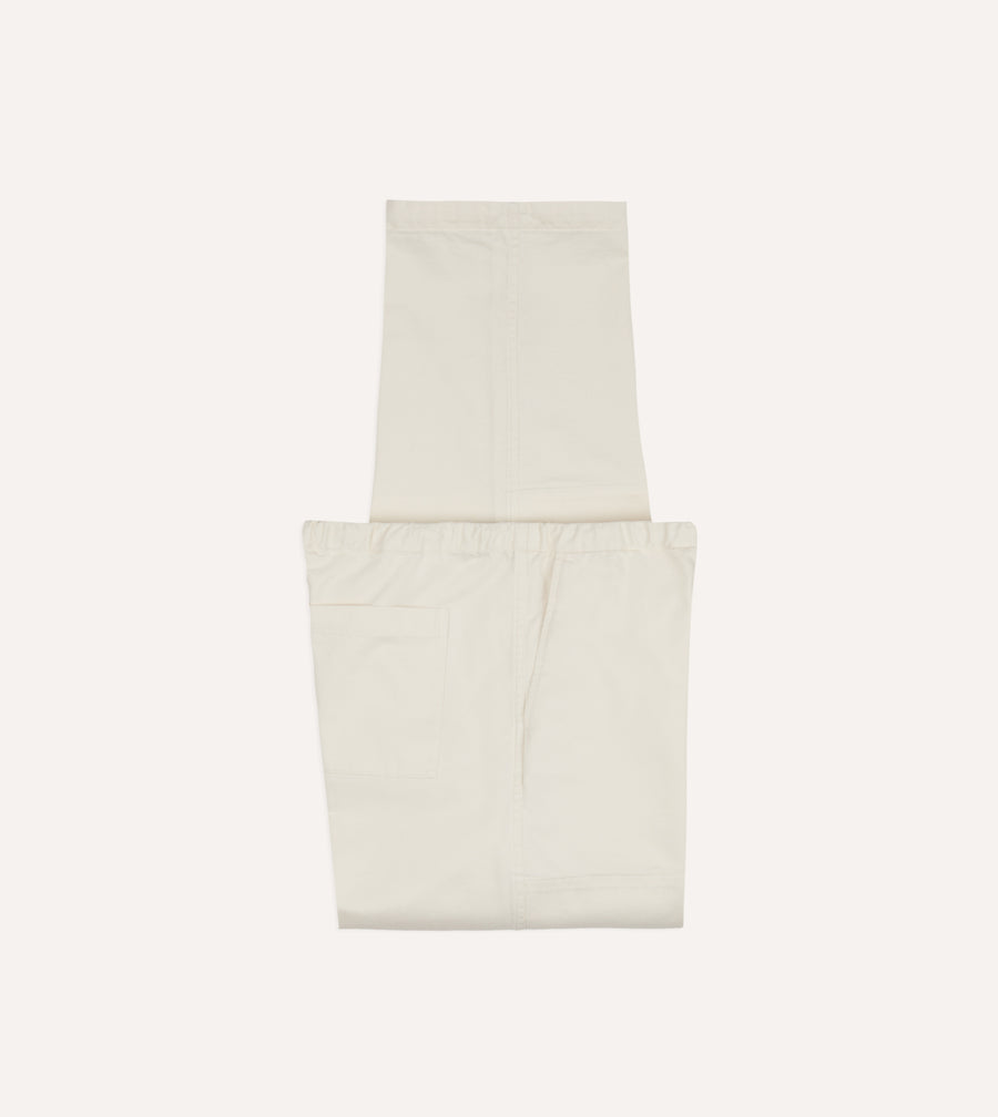Ecru Cotton Drawstring Trousers