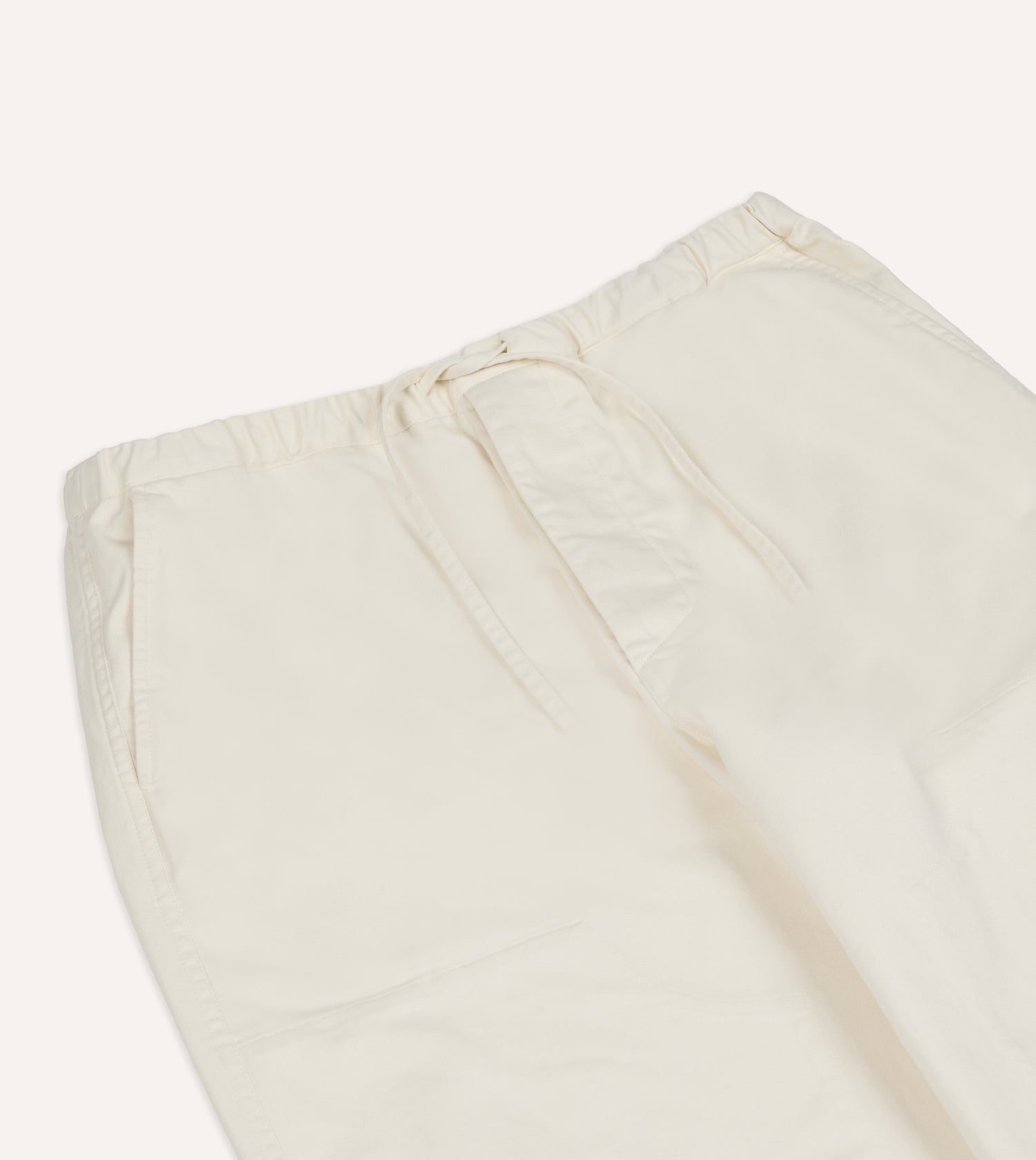 Ecru Cotton Drawstring Trousers