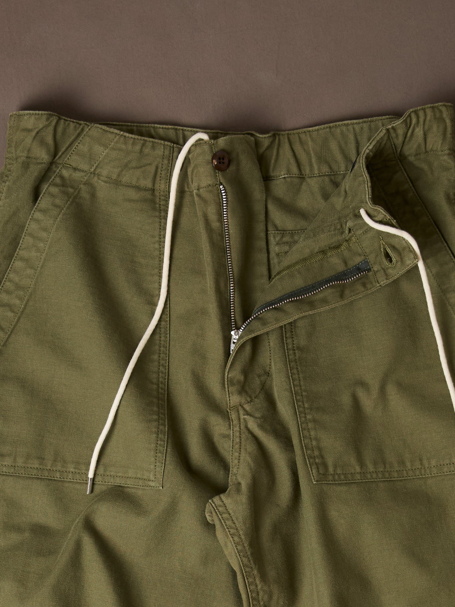 Olive Drab Cotton Drawstring Trouser