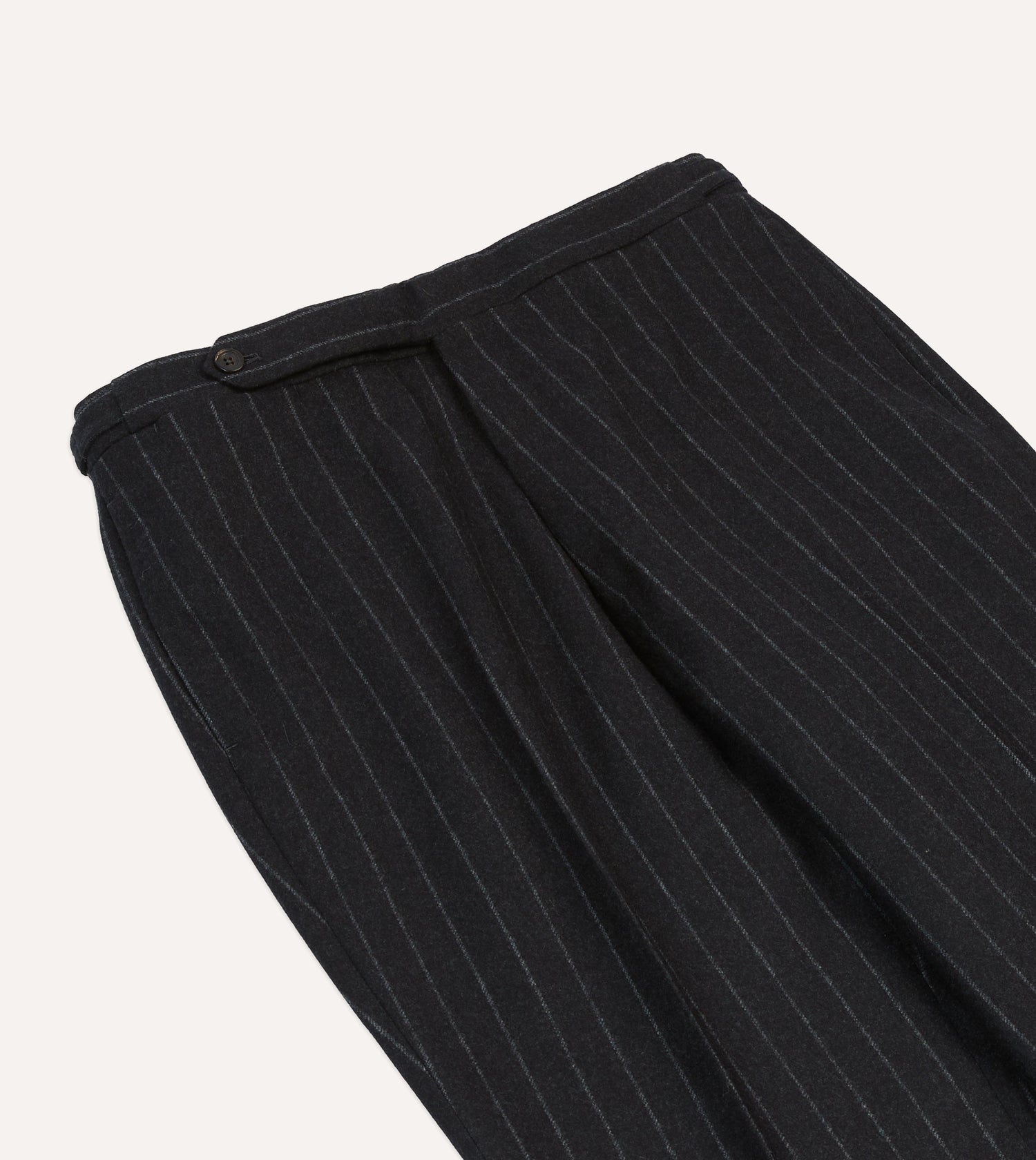 Grey Chalkstripe Wool Flannel Flat Front Trouser