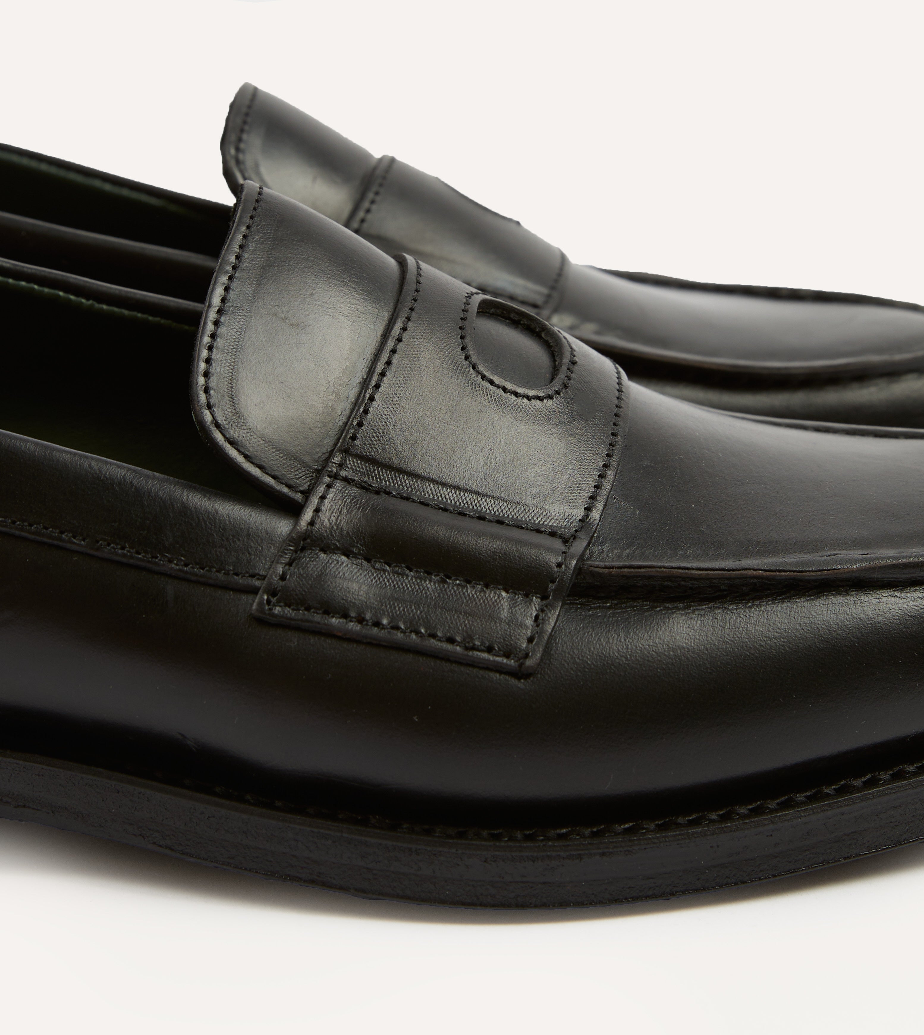 Black Leather Charles Goodyear Welted Penny Loafer – Drakes US