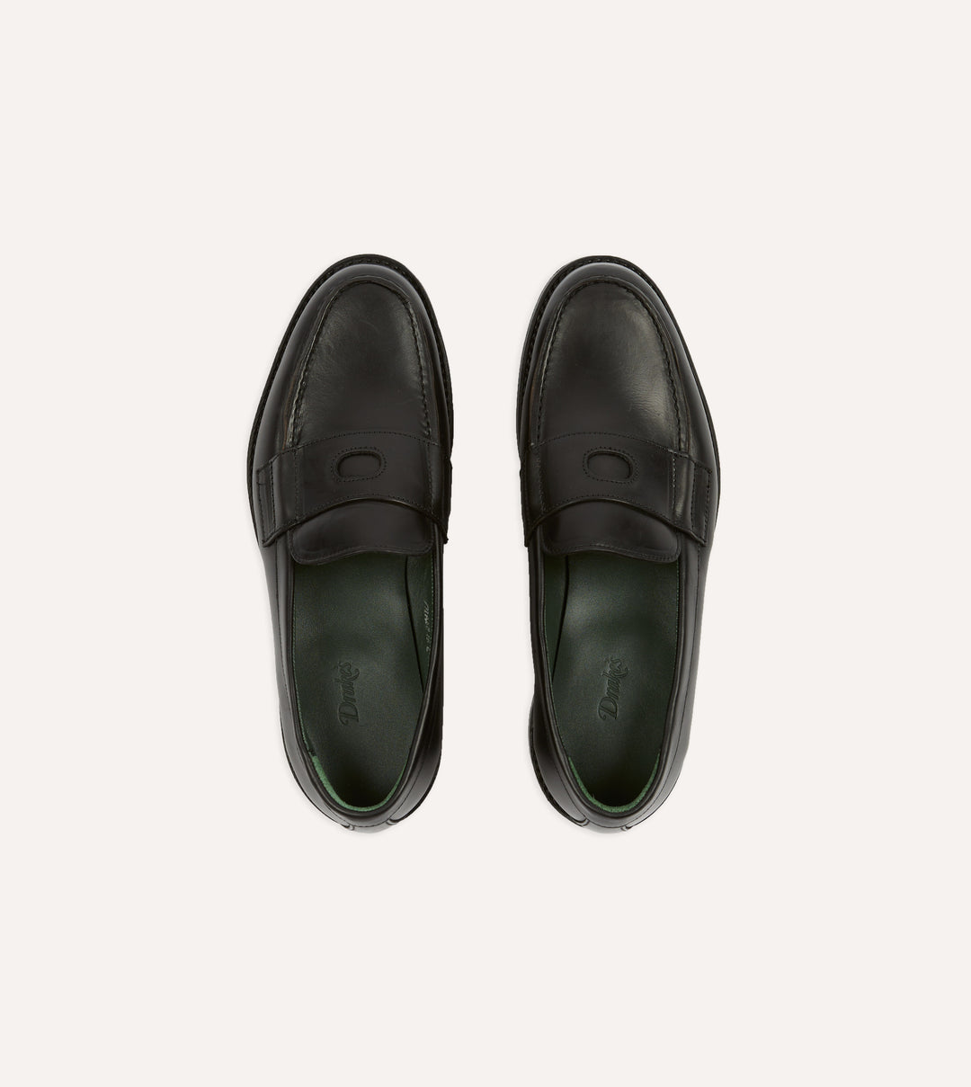 Black Leather Charles Goodyear Welted Penny Loafer – Drakes US