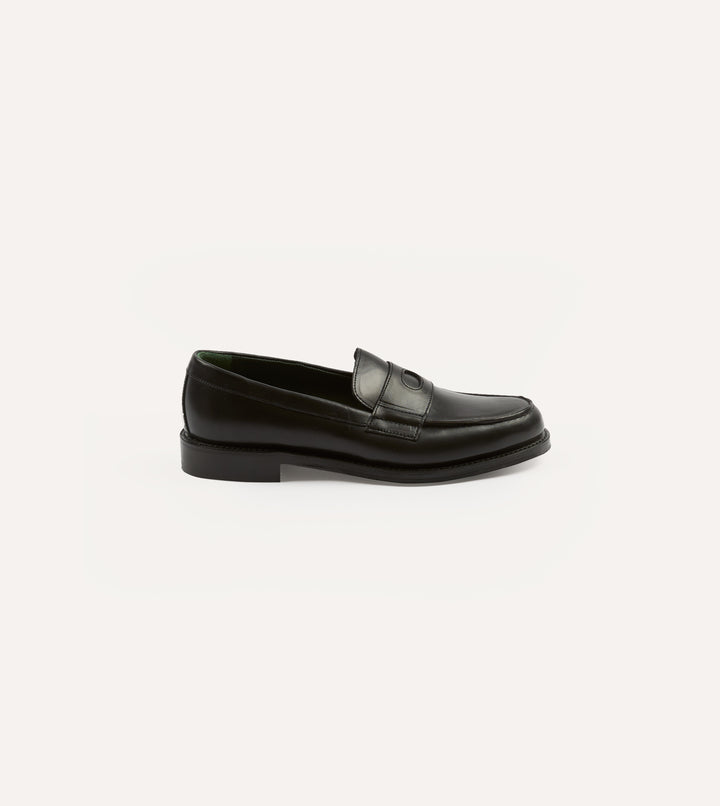 Black Leather Charles Goodyear Welted Penny Loafer – Drakes US