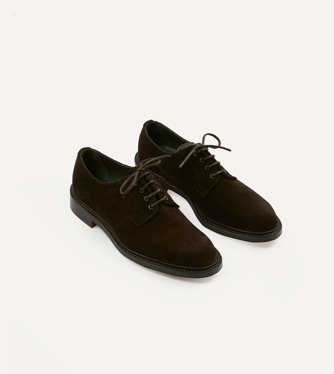 Dark Brown Suede August Goodyear Welted Derby Shoe – Drakes US