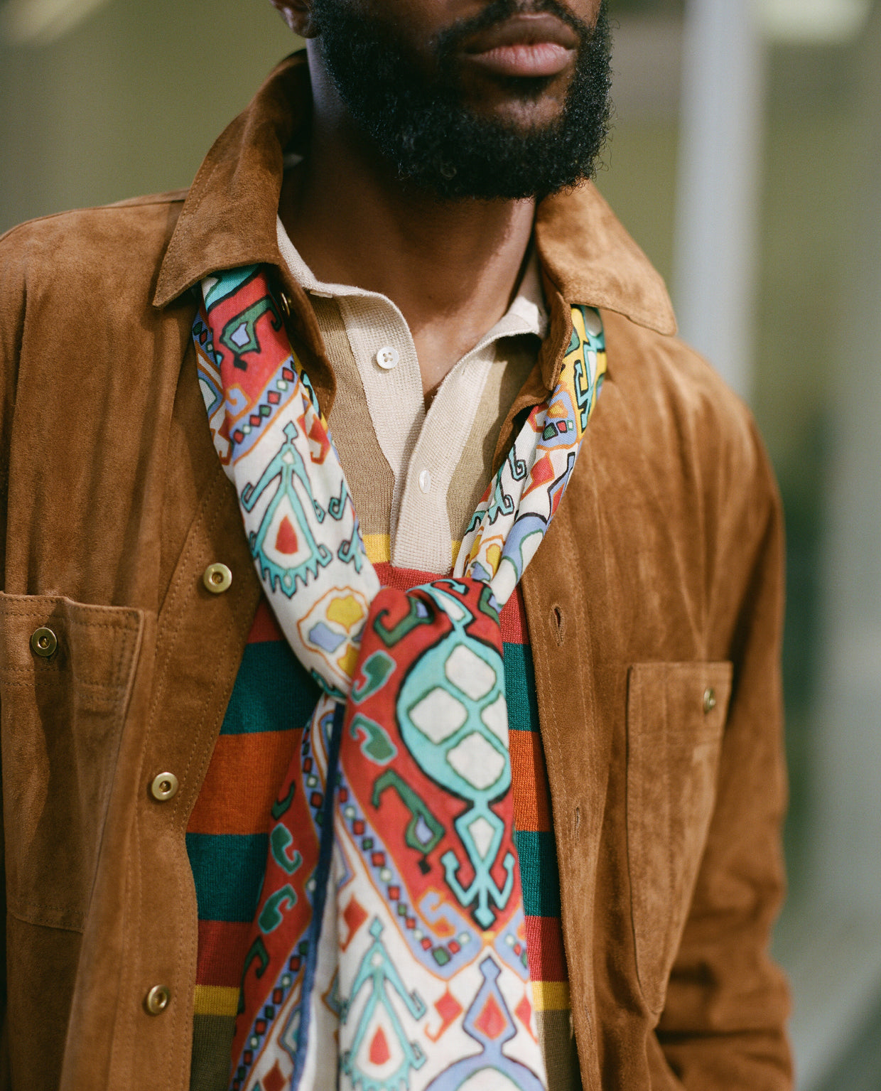 Ecru Tapestry Print Wool Silk Scarf – Drakes US