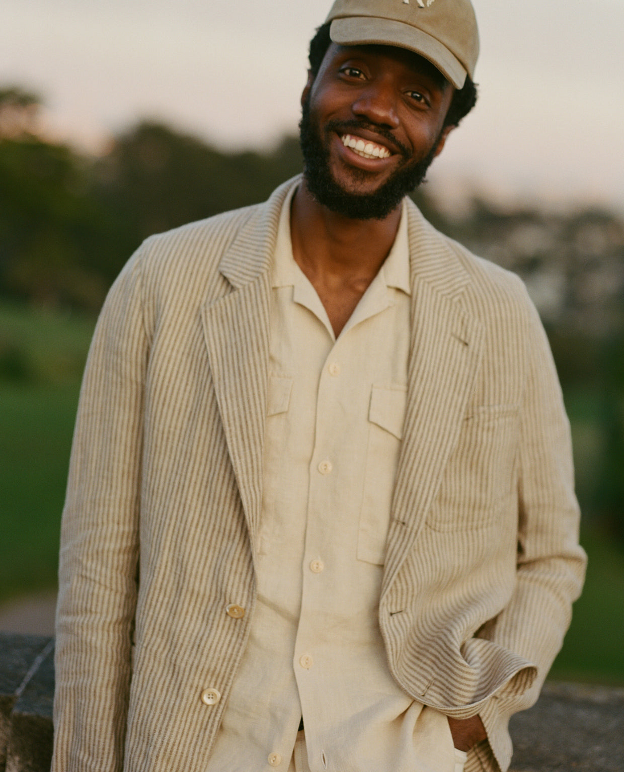 Brown and Ecru Stripe Oxford Linen Games Blazer Mk. IV – Drakes US
