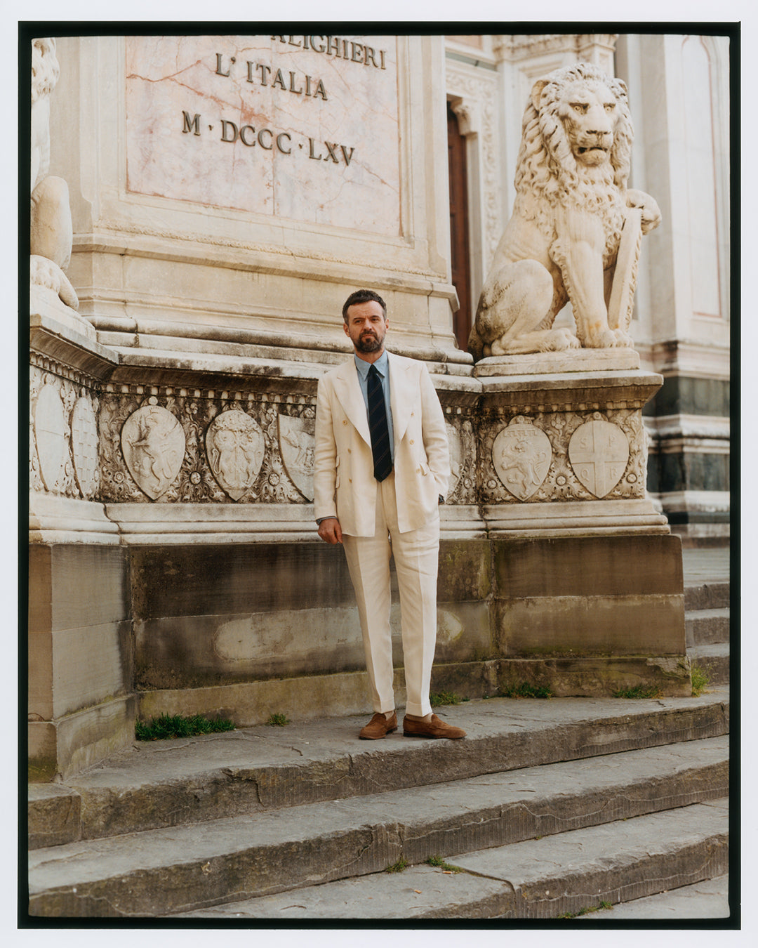 Ecru Ramie-Canapa Double-Breasted Tailored Jacket