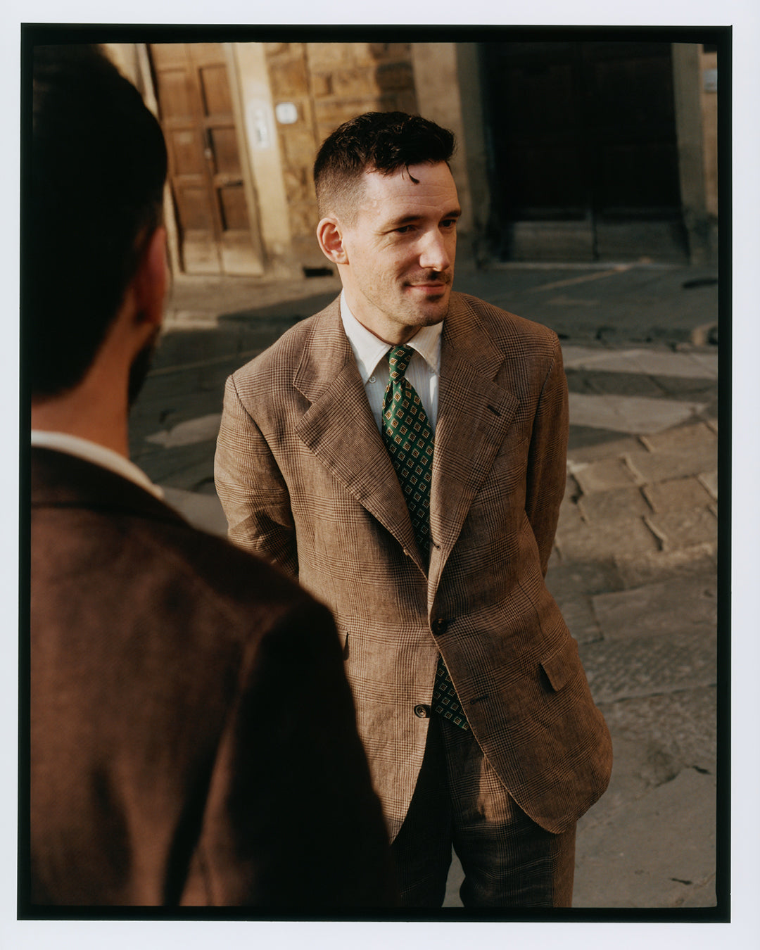 Brown Prince of Wales Check Linen Tailored Jacket – Drakes US