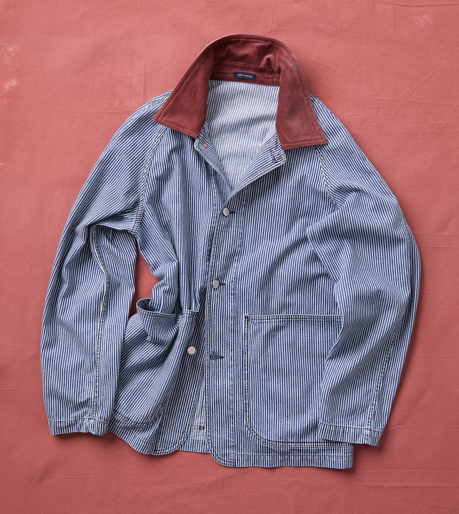 Indigo Stripe Denim Field Jacket