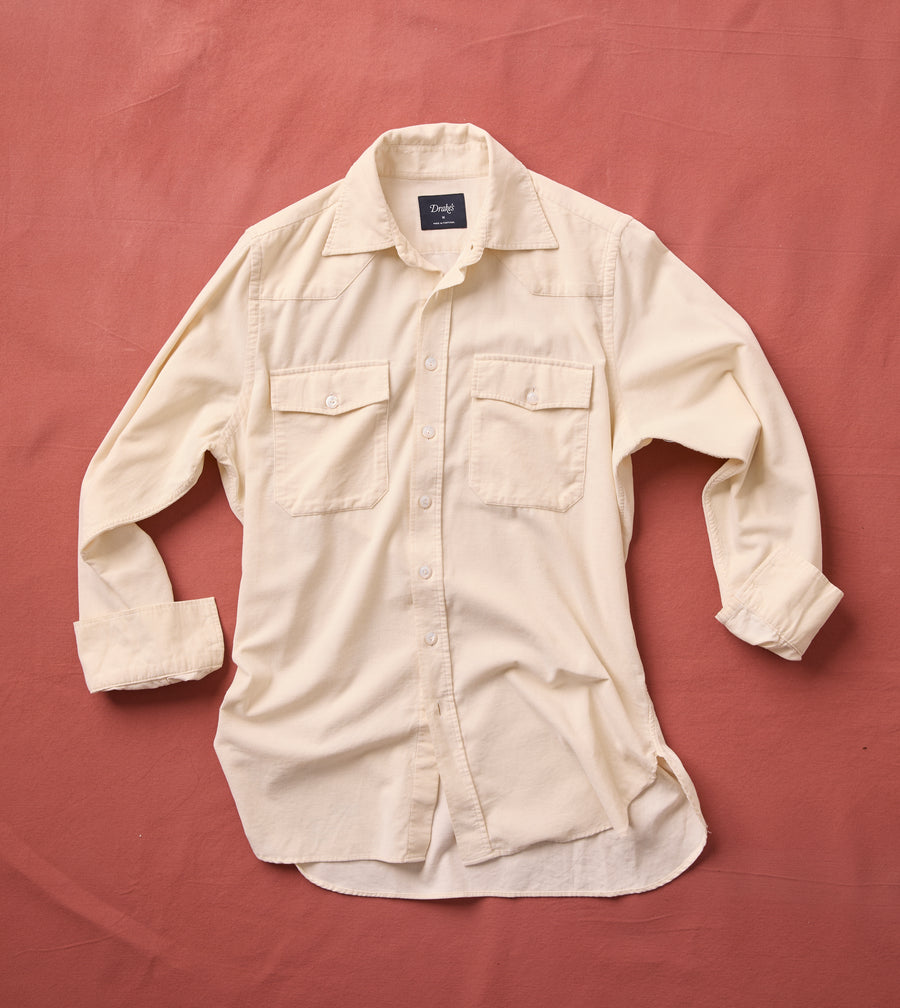Ecru Needlecord Two-Pocket Western Shirt