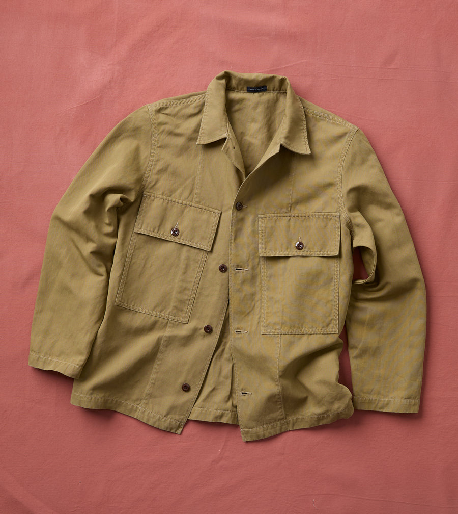 Olive Cotton-Linen Field Shirt