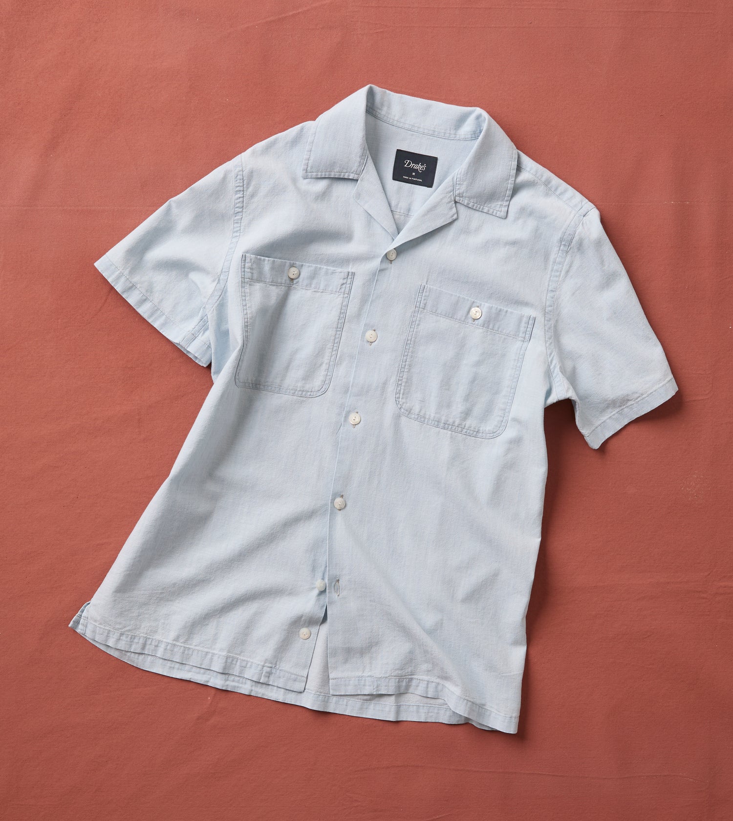 Blue Chambay Short Sleeve Camp Collar Shirt