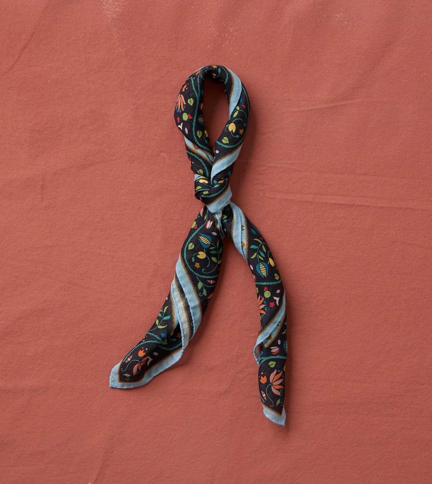 Navy Tiger Garden Print Wool-Silk Bandana