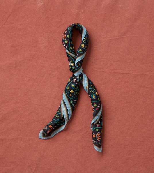 Navy Tiger Garden Print Wool-Silk Bandana – Drakes US