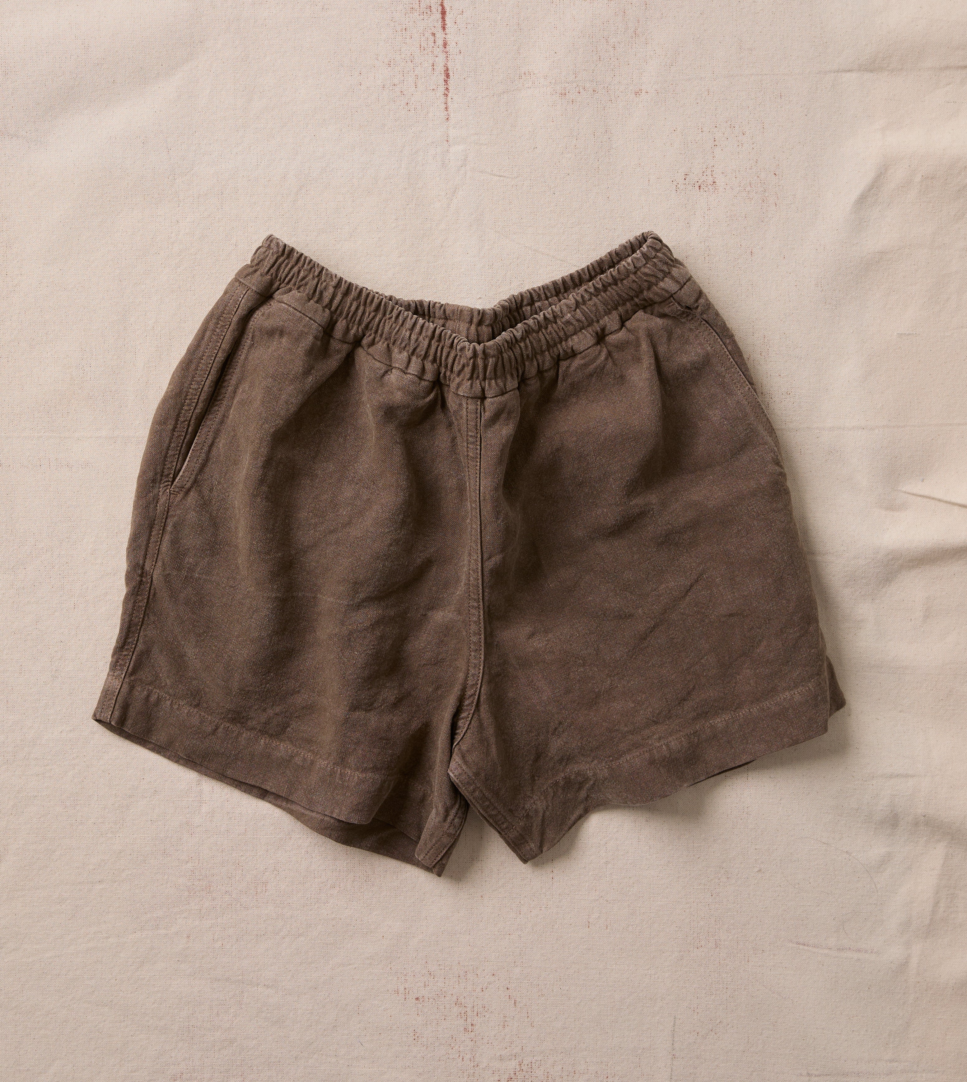 Brown Linen Drawstring Shorts