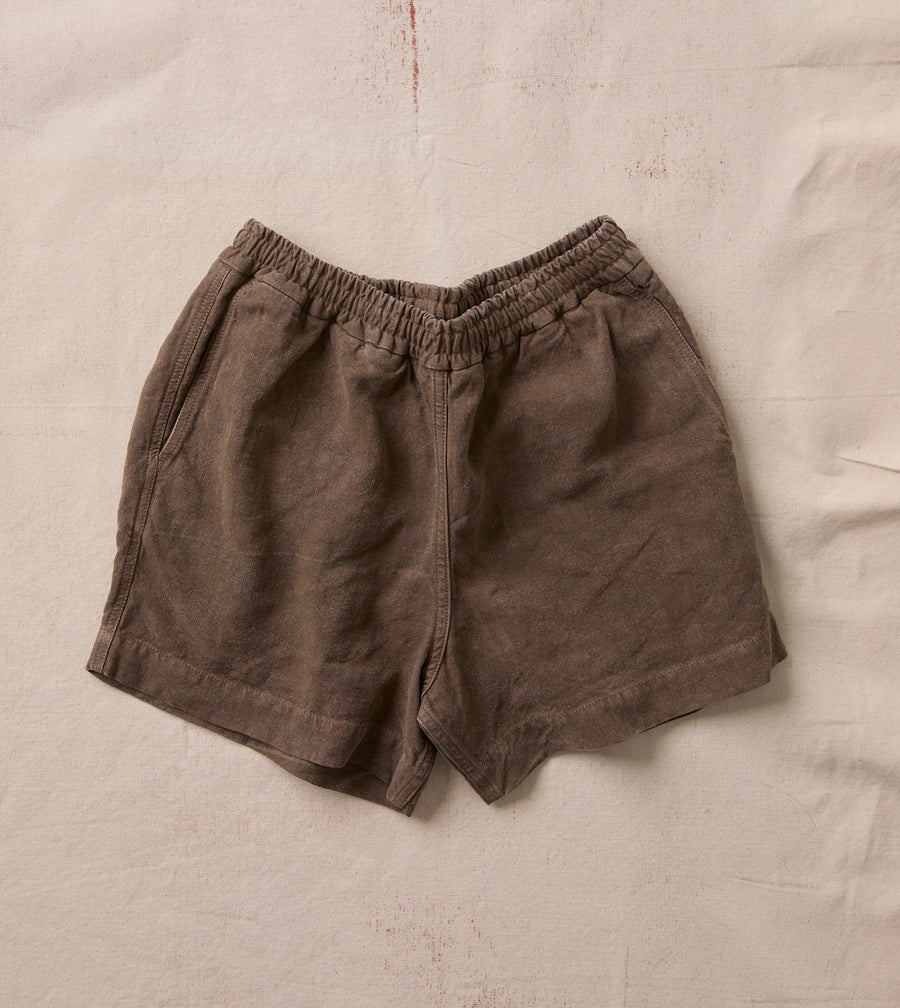 Brown Linen Drawstring Shorts