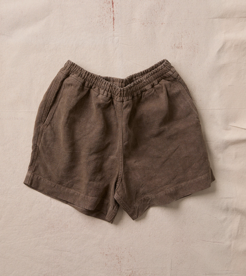 Brown Linen Drawstring Shorts – Drakes US