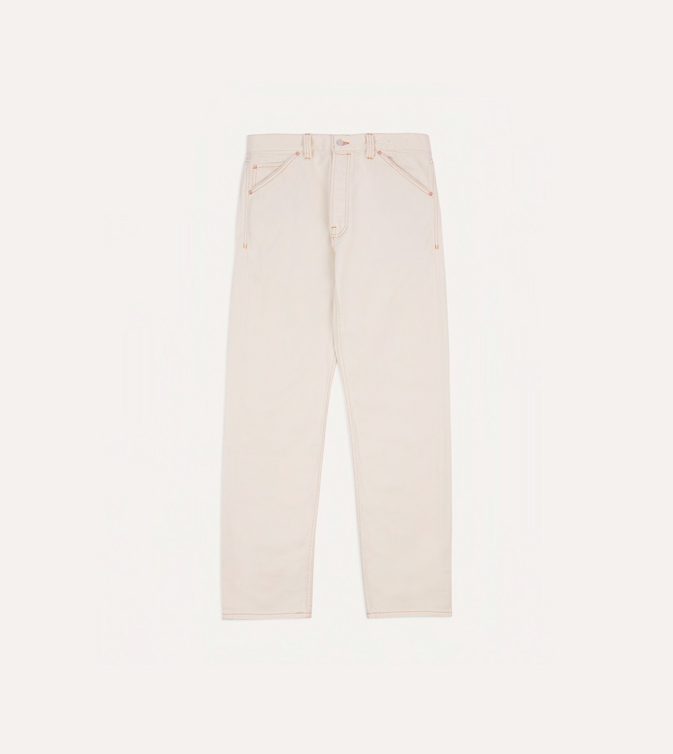 Ecru 12.7oz Selvedge Denim Contrast Stitch Five-Pocket Jeans