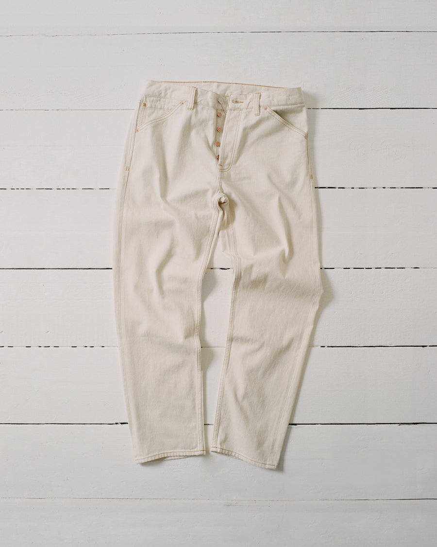 Ecru 12.7oz Selvedge Denim Contrast Stitch Five-Pocket Jeans