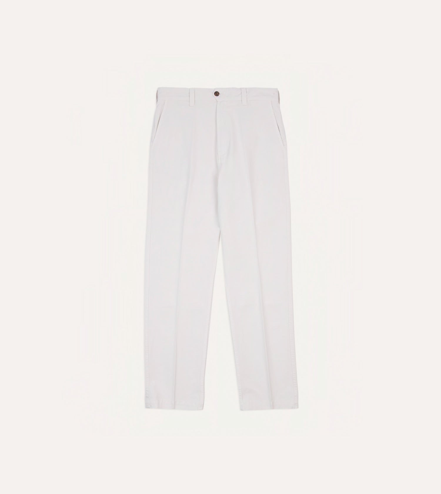 Ecru Cotton Flat Front Chino