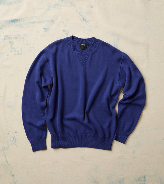 Blue Wool-Cotton Knit Sweatshirt – Drakes US