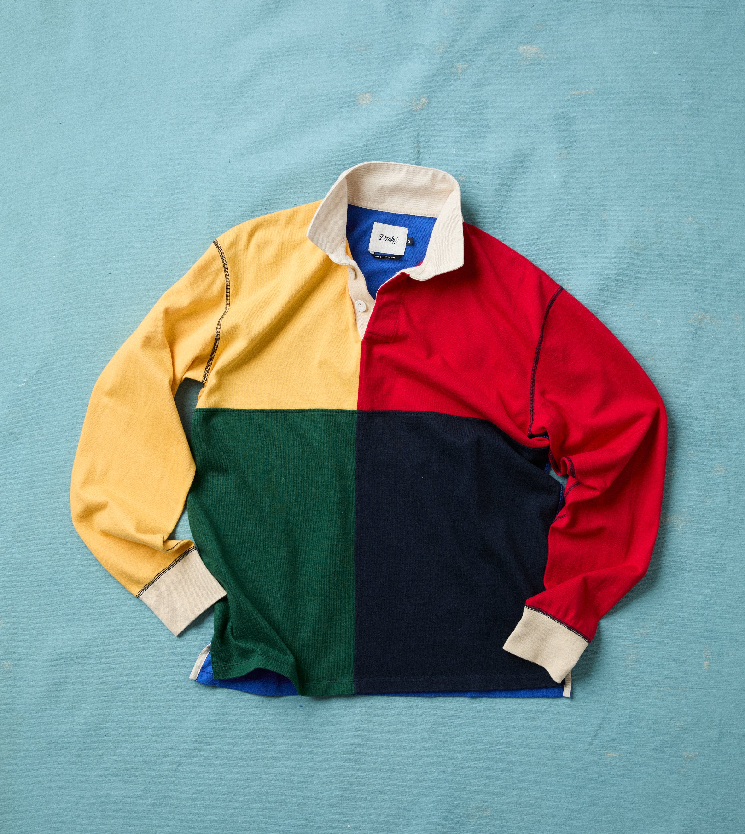 Colourblock Multi Panelled Cotton Rugby Shirt – Drakes US