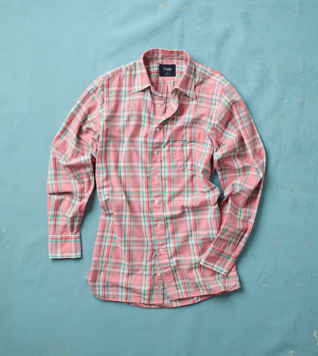 pink plaid dress shirt mens Pink Plaid Dress Shirt, S