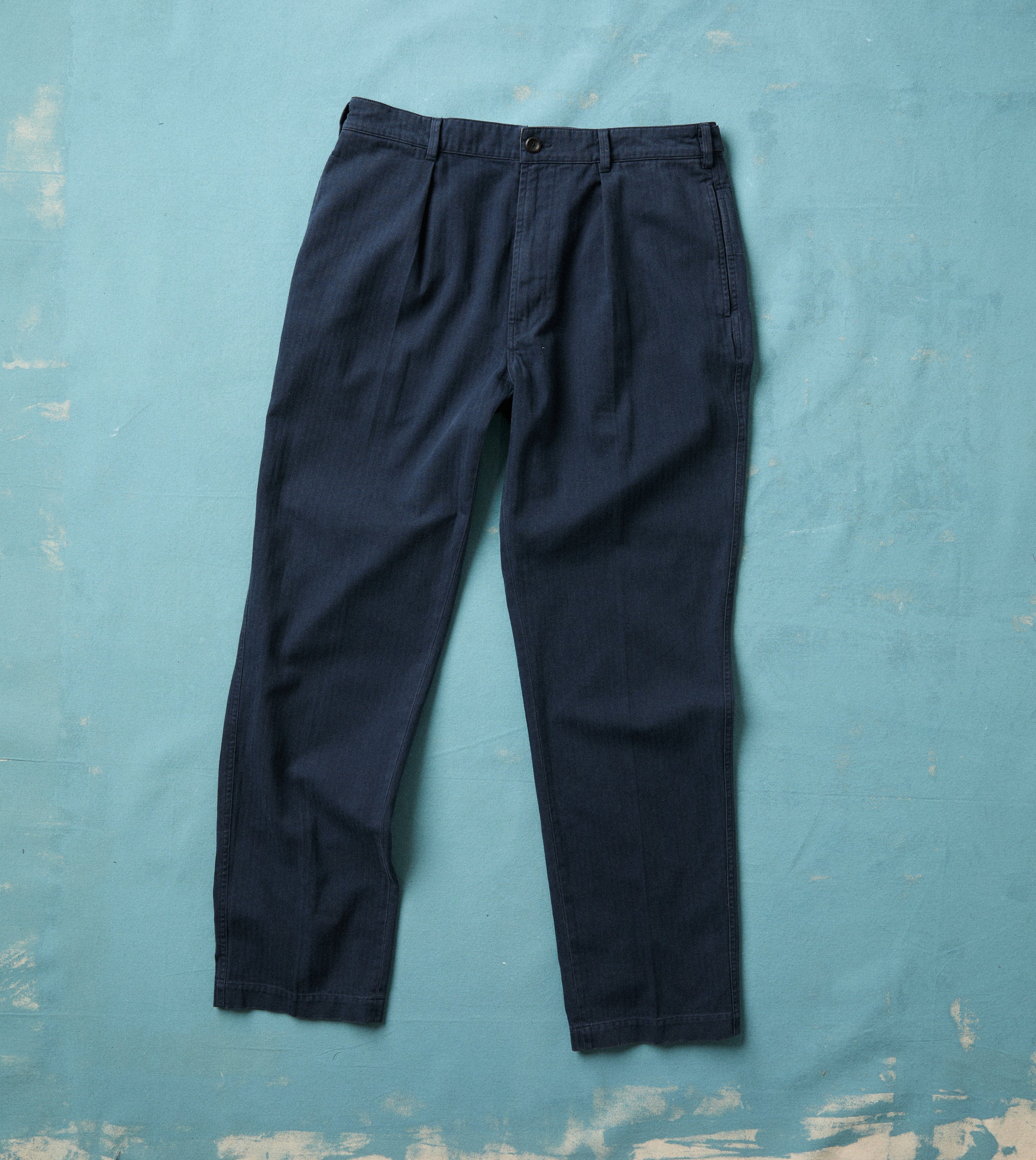 Navy Herringbone Twill Cotton Games Trouser
