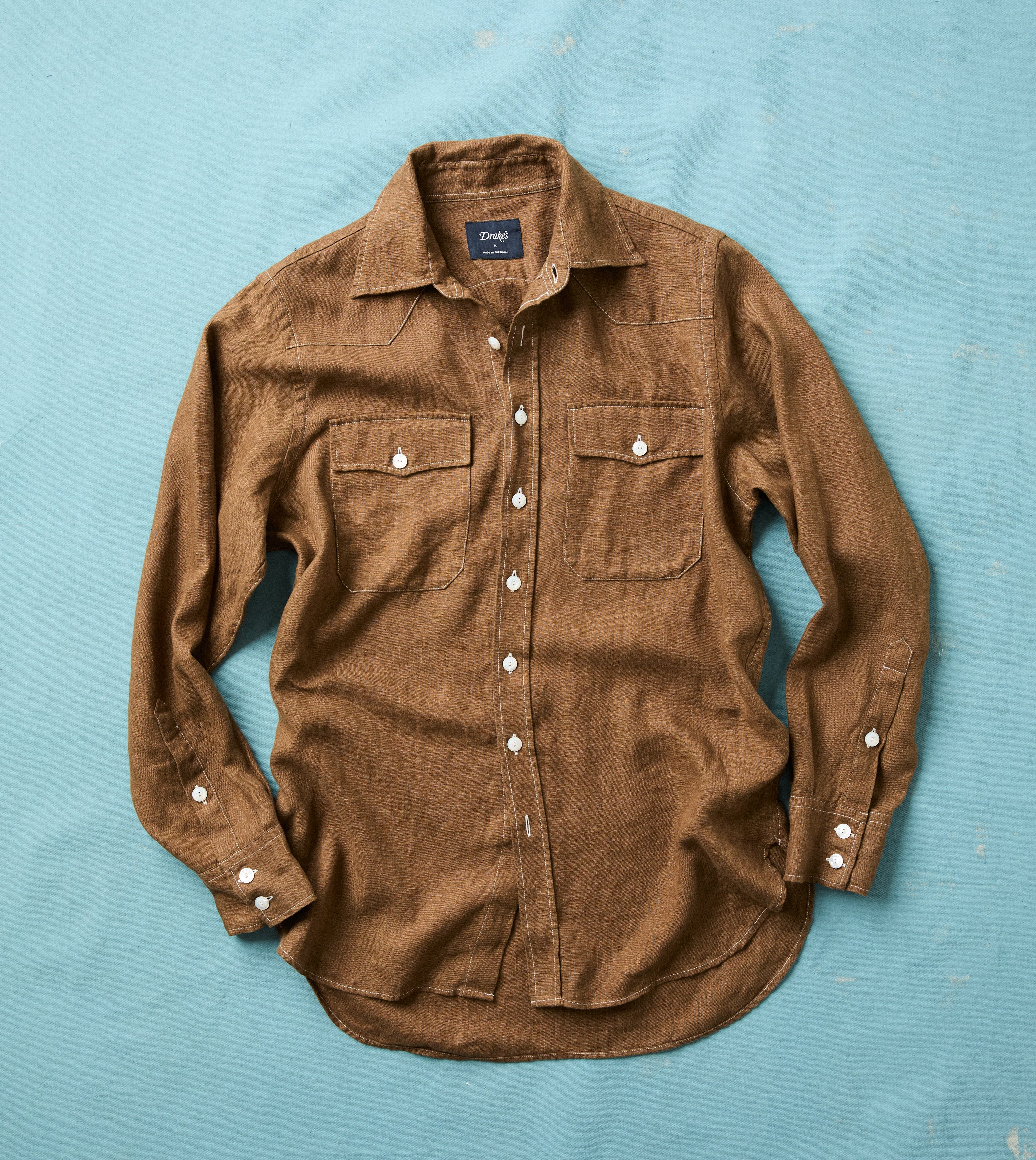 knee length dresses for ladies The Playa Linen Shirt in Cafe main image 1