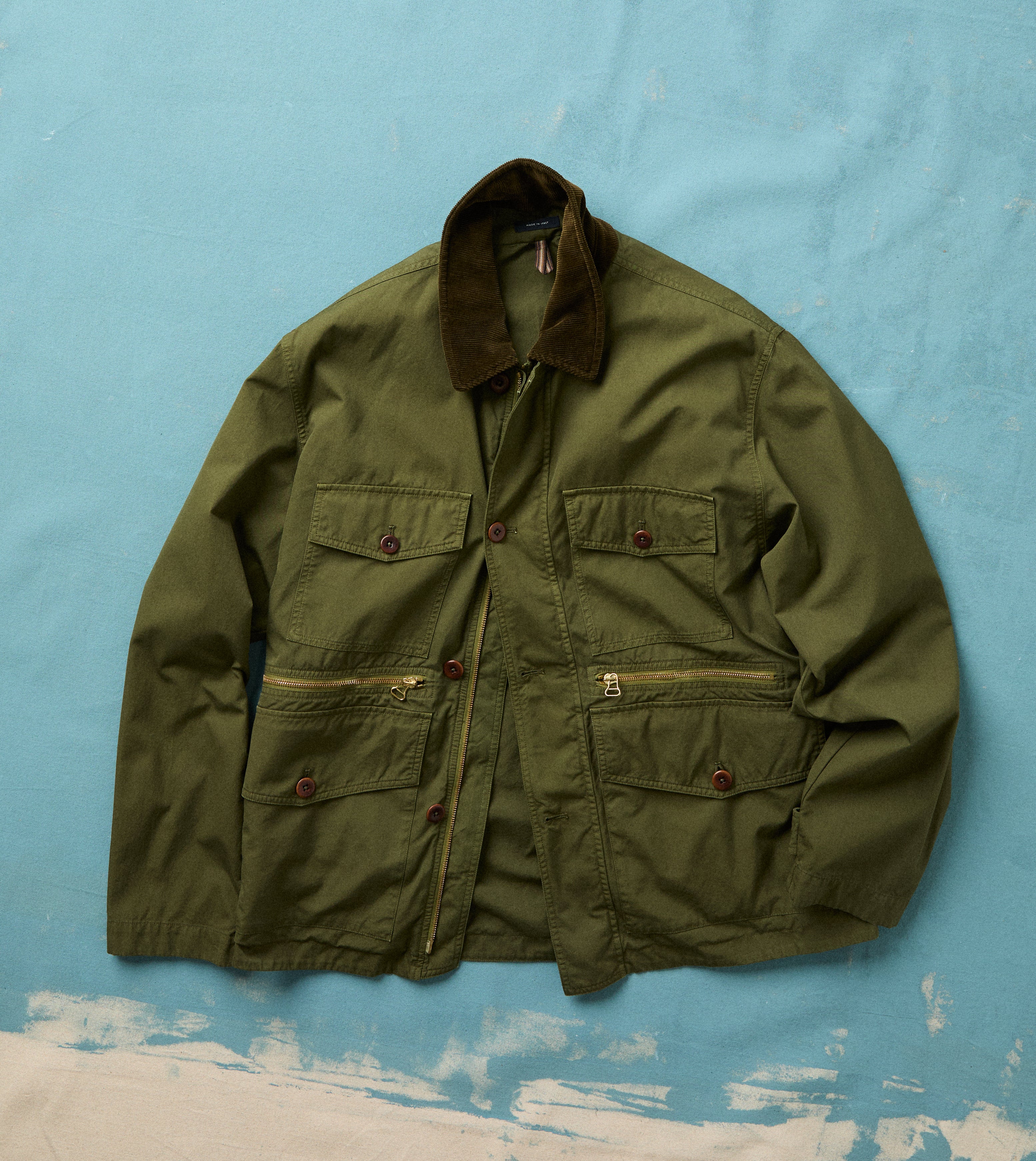 Washed Olive Cotton Hiking Jacket – Drakes US