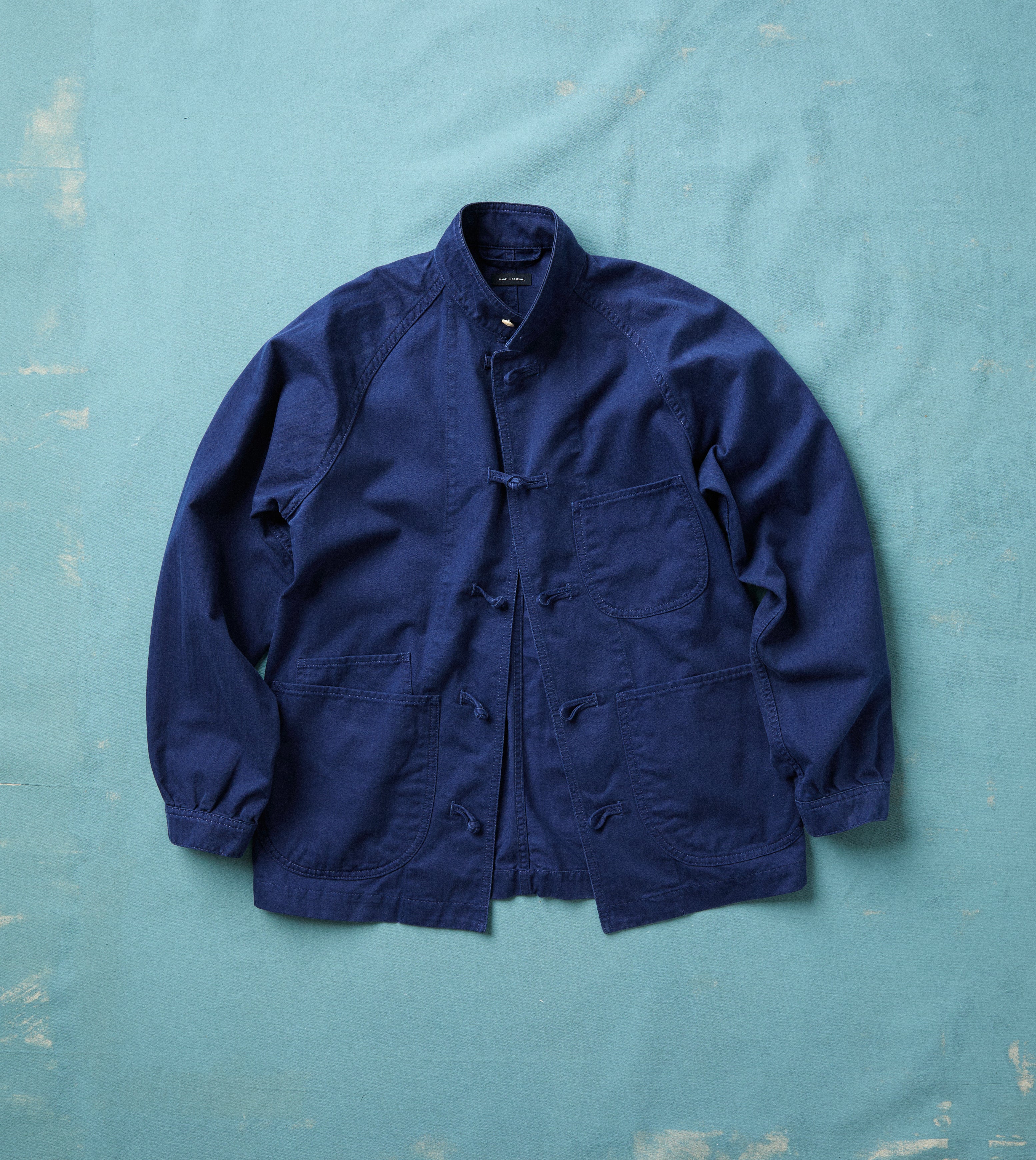 French Blue Herringbone Cotton Artist Chore Jacket – Drakes US