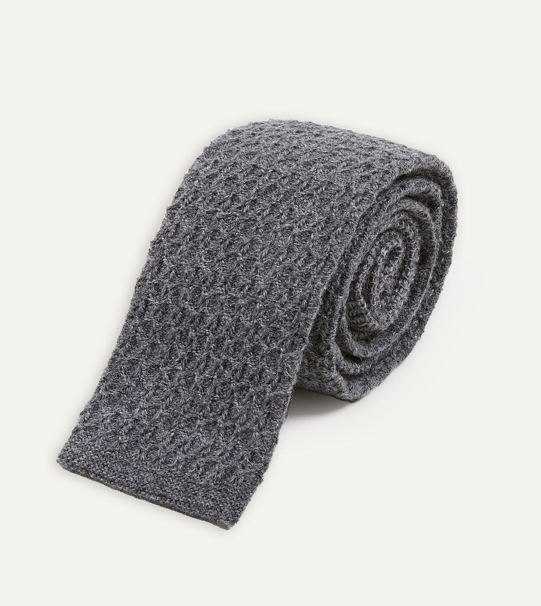 Grey Knitted Cashmere Wool Solid Colour Tie – Drakes US
