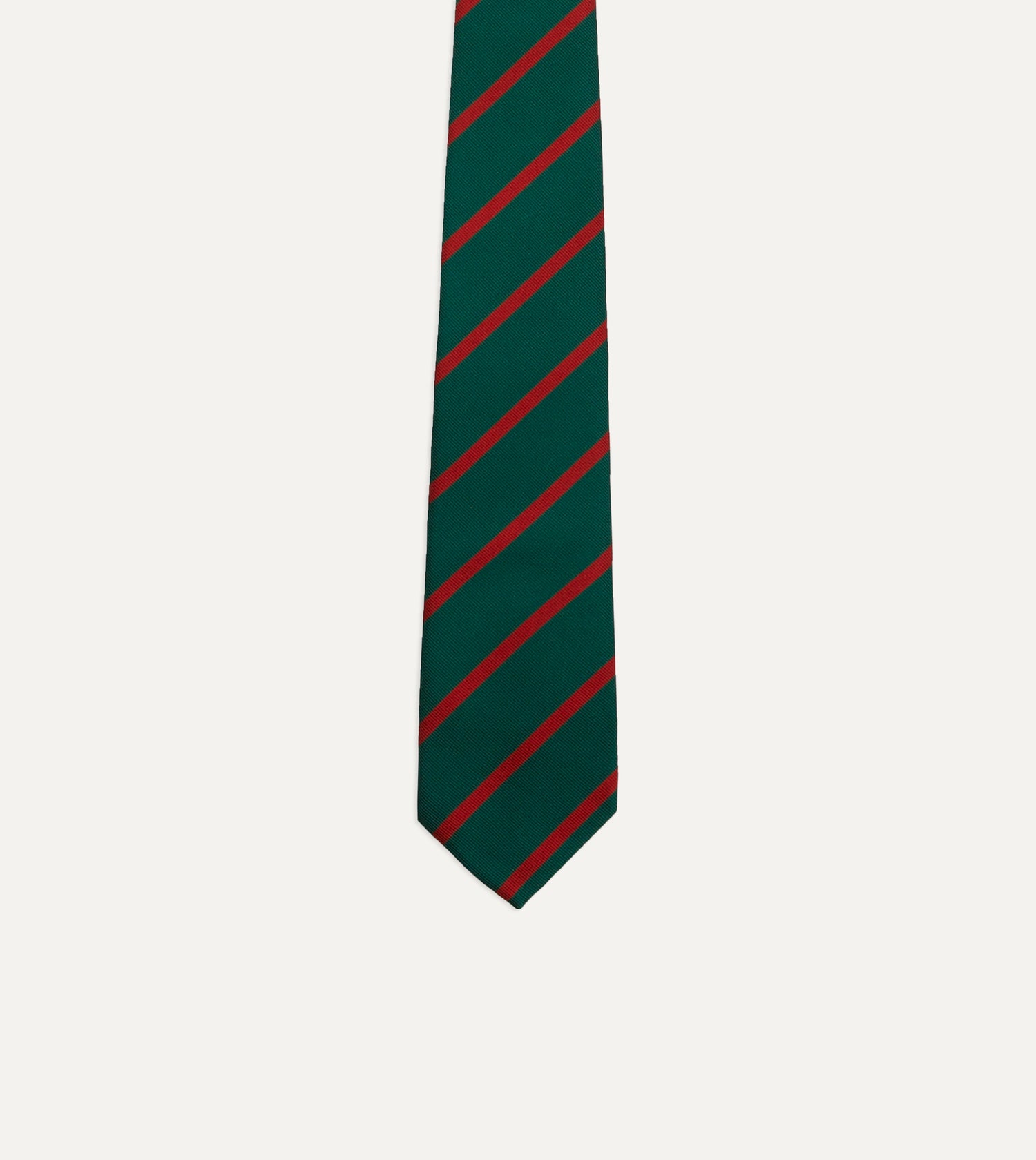 Green and Red Stripe Repp Silk Tie