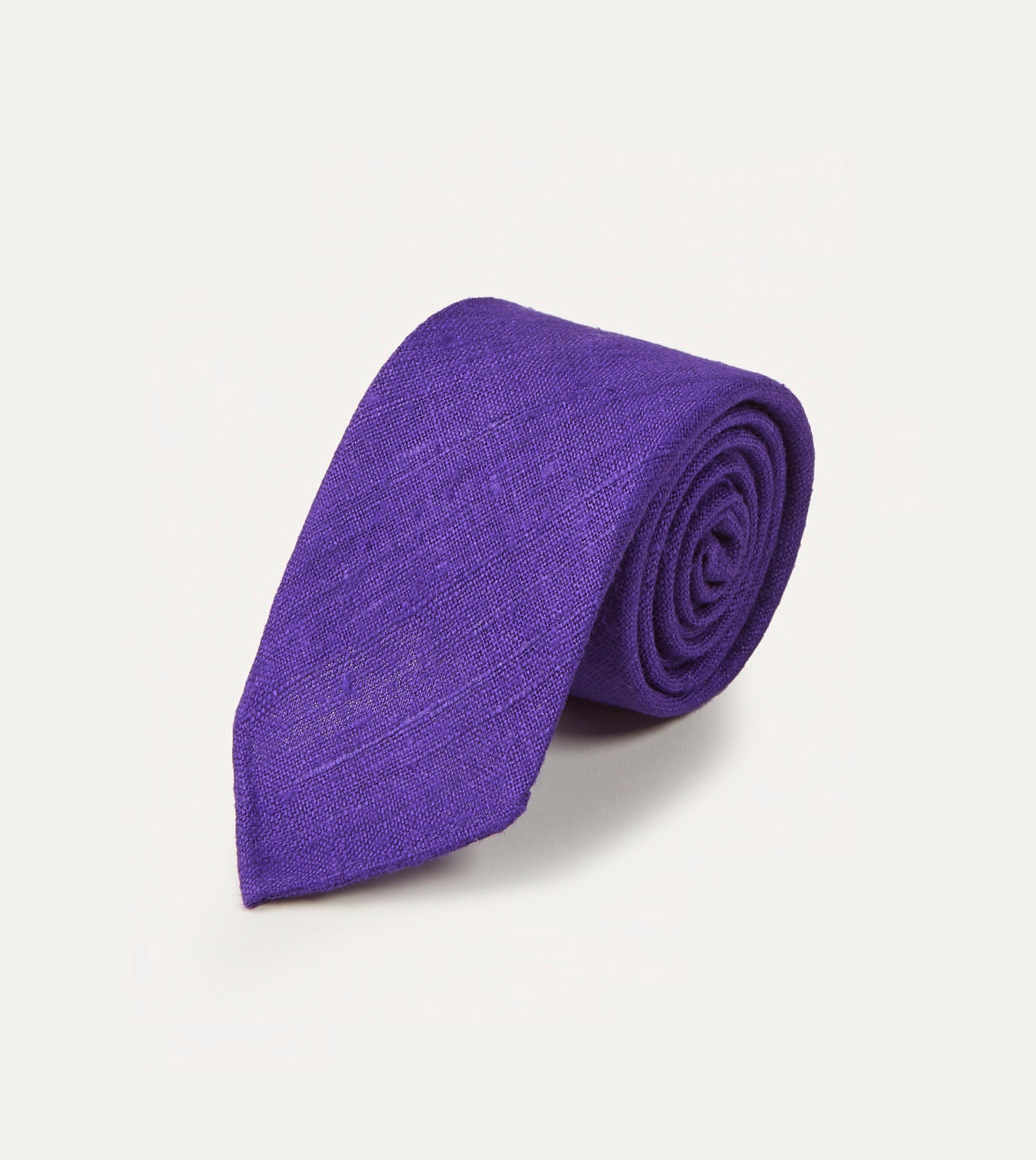 Purple Tussah Hand Rolled Silk Tie – Drakes US