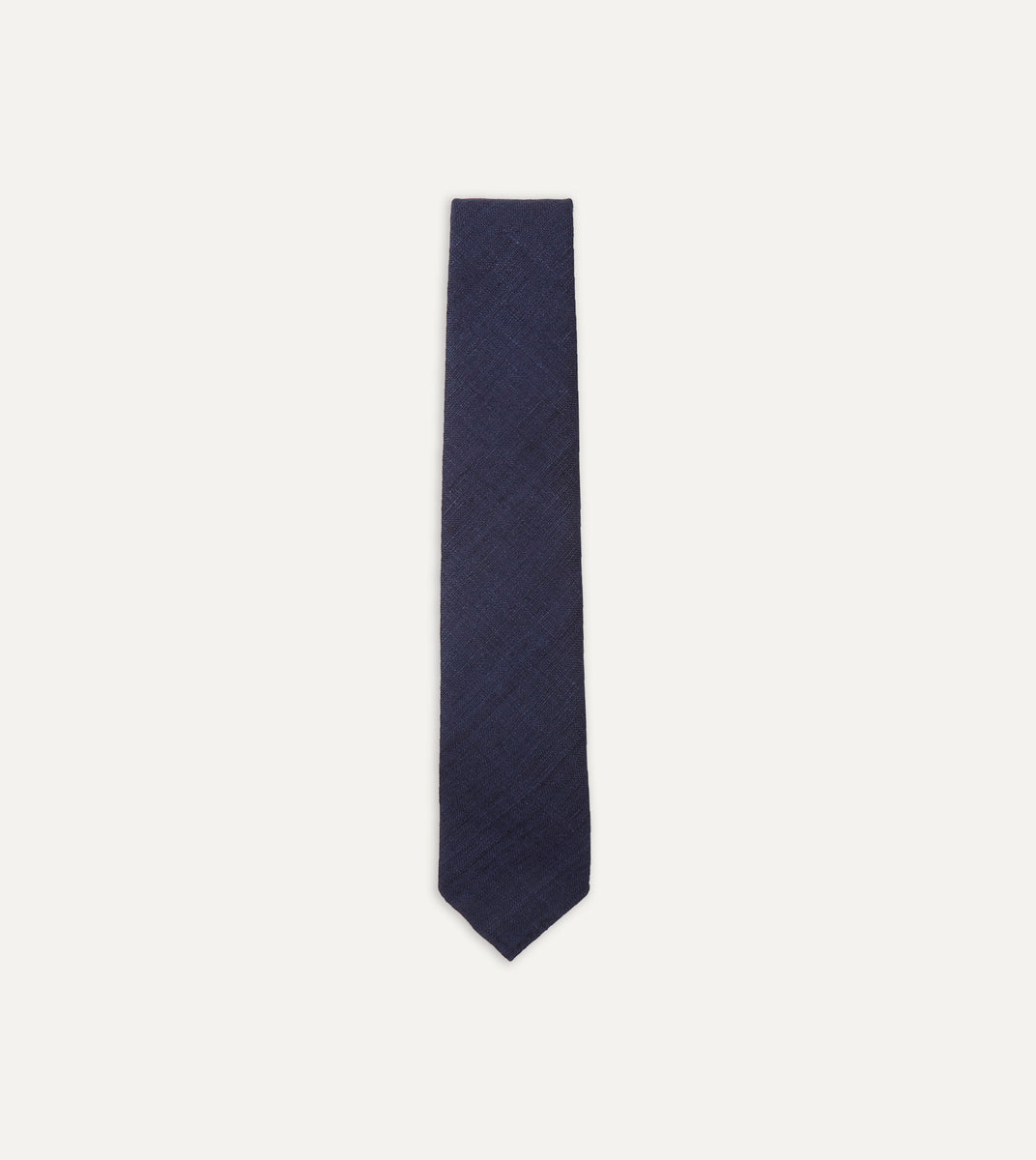 Navy Tussah Hand Rolled Silk Tie – Drakes US