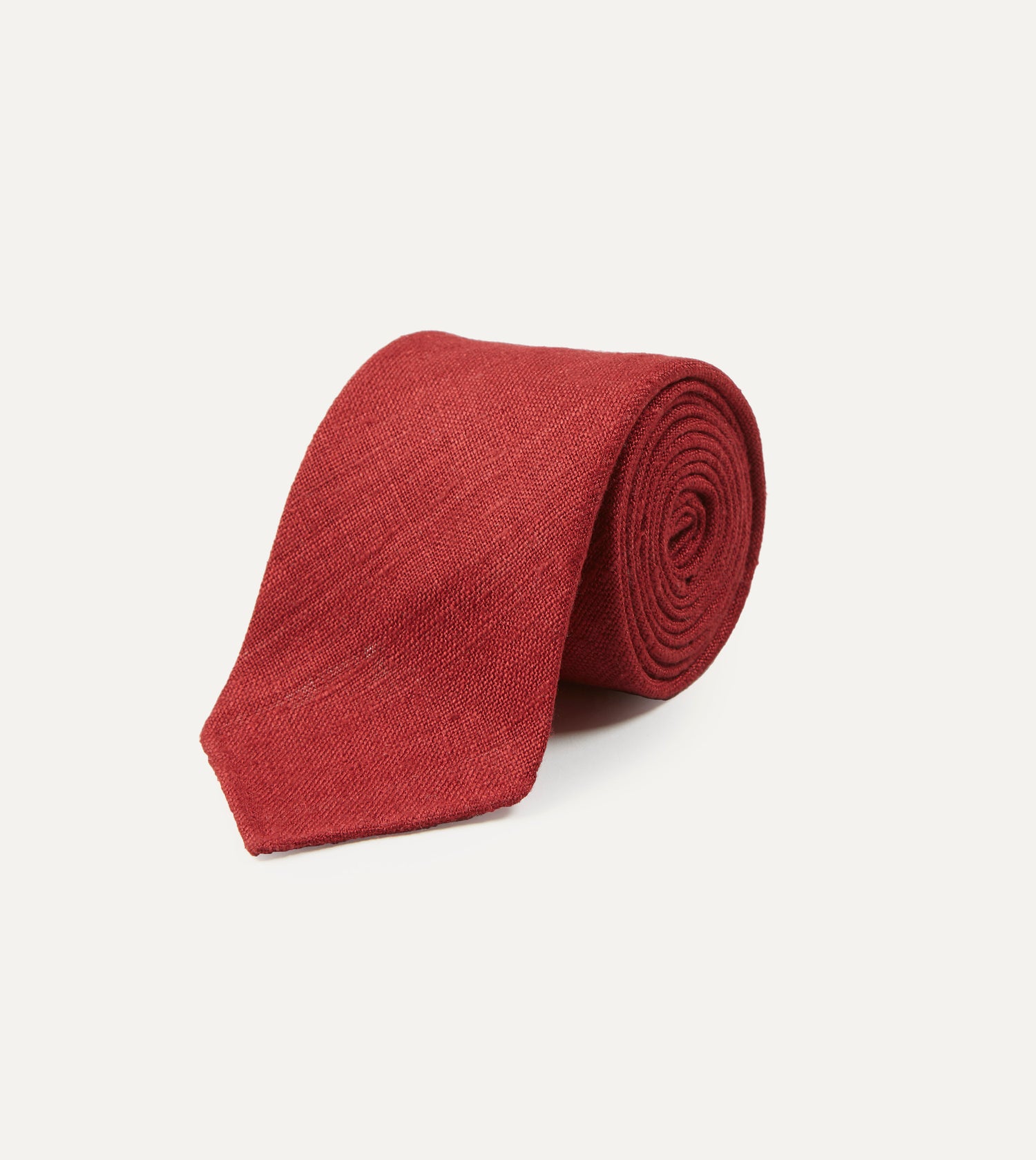 Red Tussah Hand Rolled Silk Tie