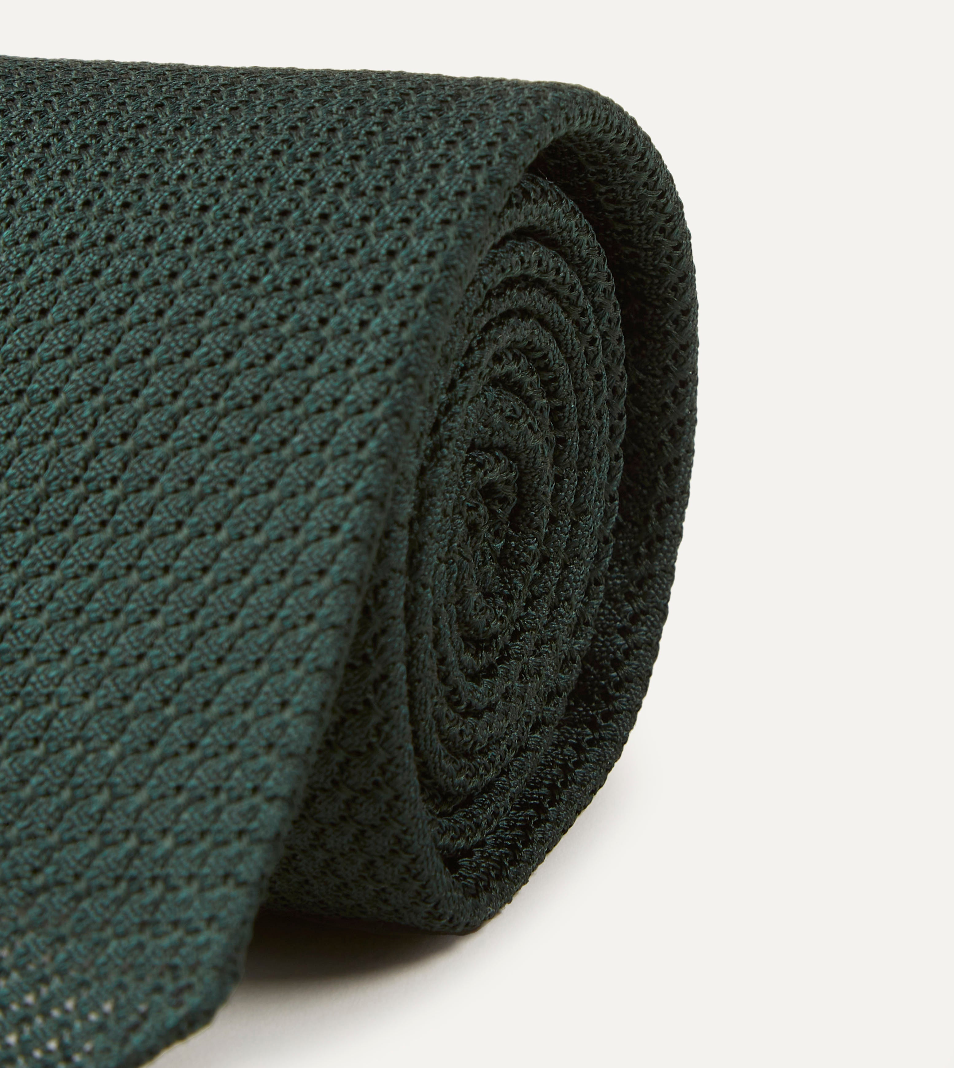 Drake's シルク ネクタイ カーキ　ドレイクス　グレナディン Green Hand Rolled Large Knot Grenadine Tie – Drakes US