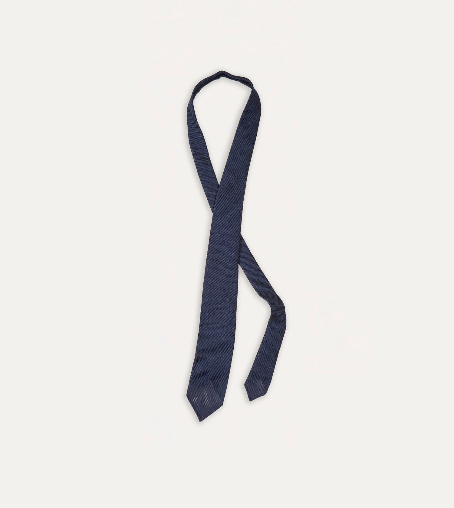 Navy Fine Woven Grenadine Silk Hand Rolled Tie