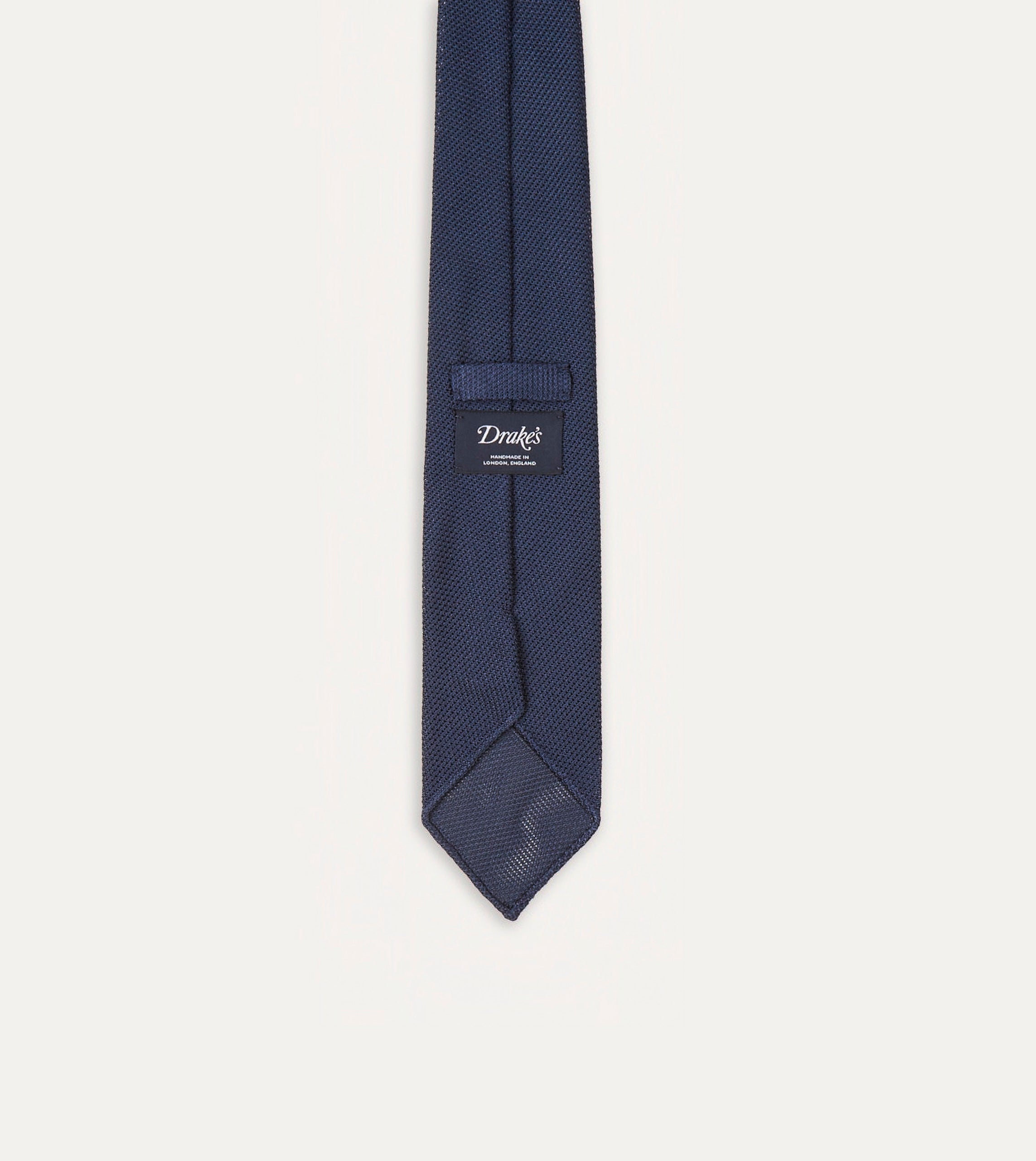 Navy Fine Woven Grenadine Silk Hand Rolled Tie