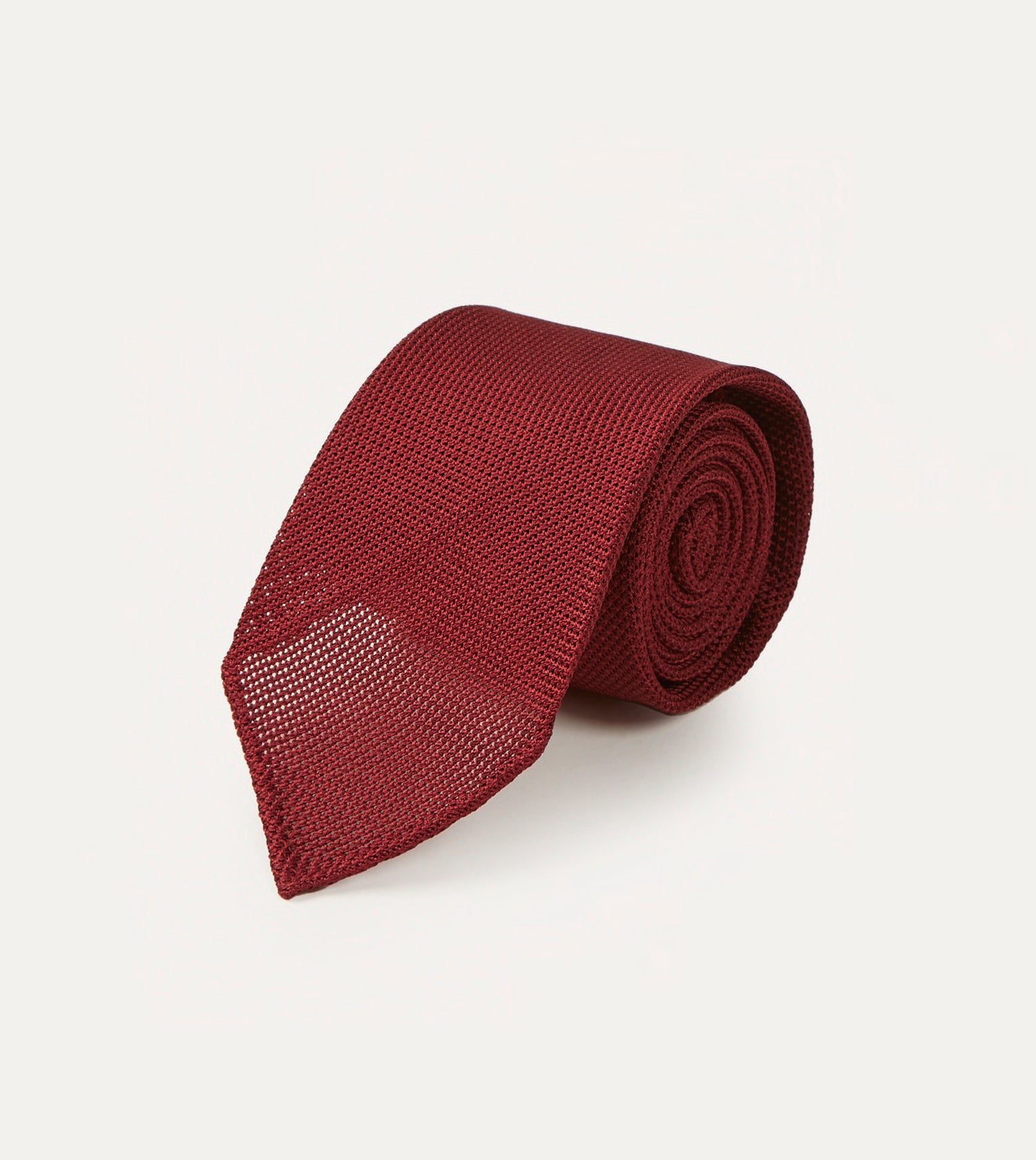 Red Fine Woven Grenadine Silk Hand Rolled Tie