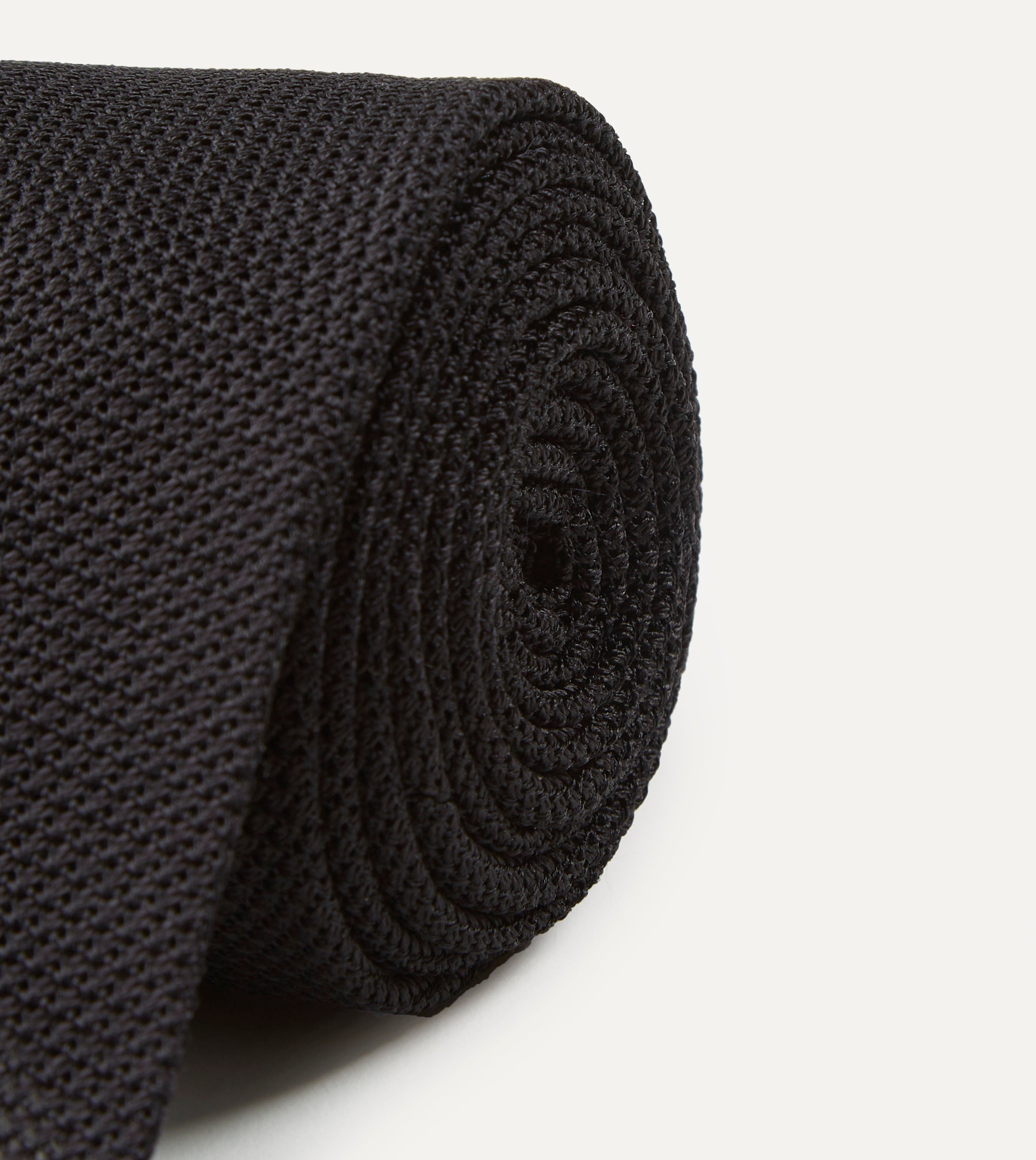 Black Fine Woven Grenadine Silk Hand Rolled Tie – Drakes US