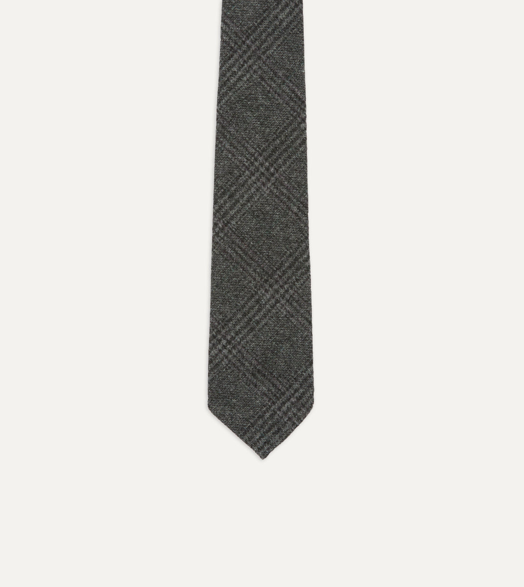 Grey Prince of Wales Check Hand Rolled Wool Tie – Drakes US