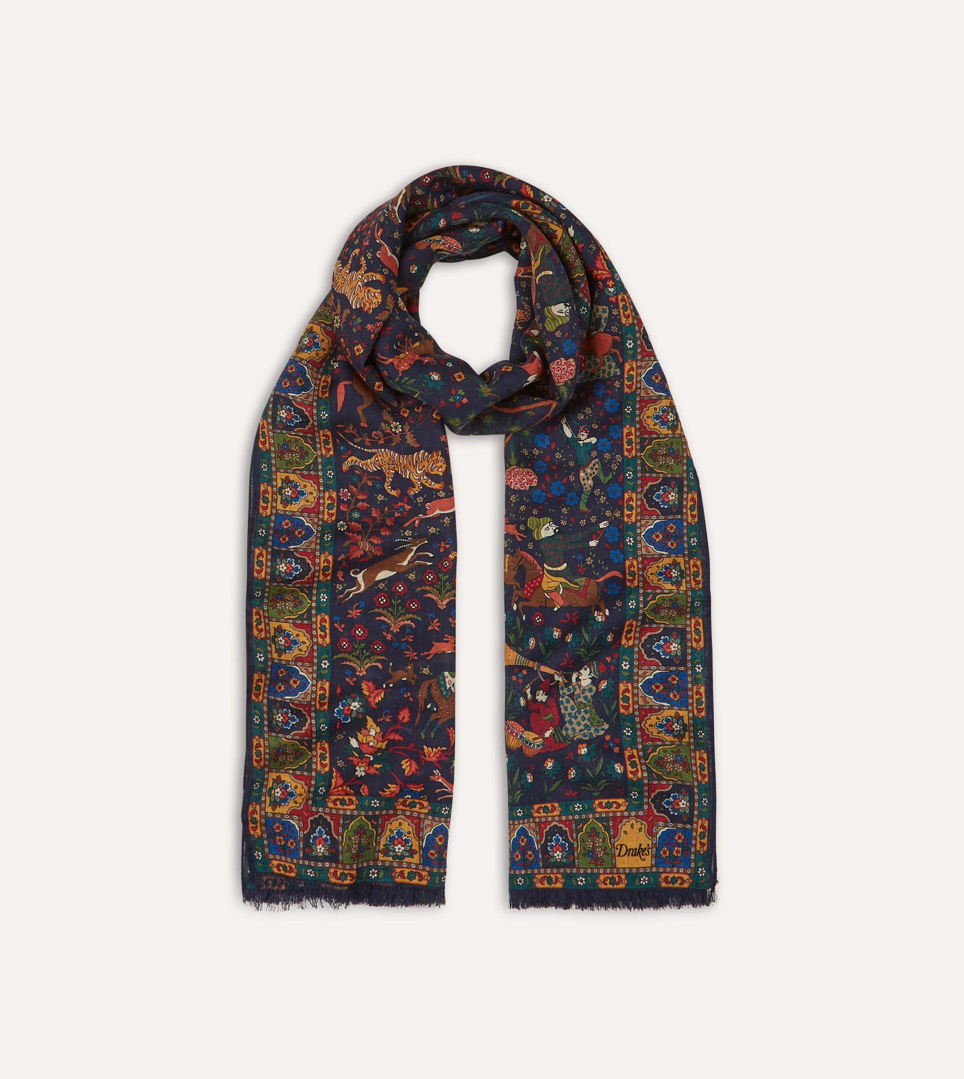 DRAKE'S シルク100%  HAND PRINTED ストール 英国製 DRAKE'S シルク100% HAND PRINTED ストール 英国製 DRAKE'S シルク100