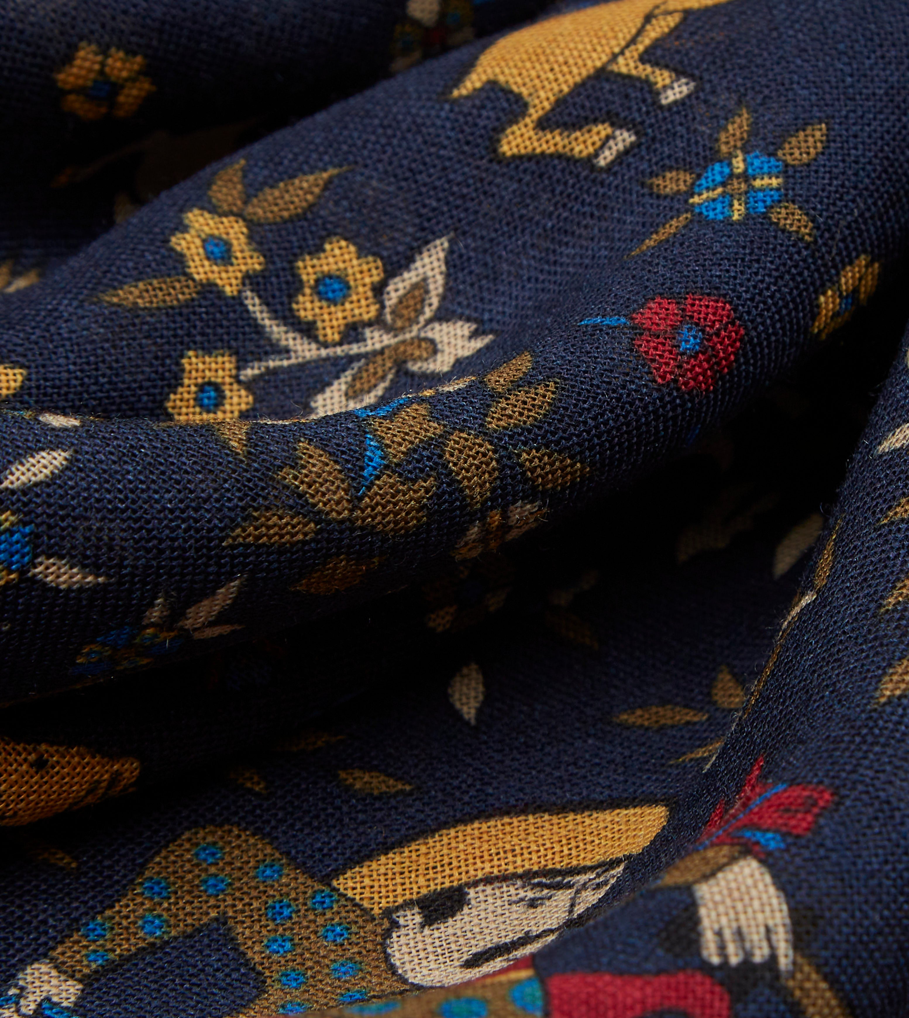 Navy Mughal Print Wool-Silk Square Scarf – Drakes US