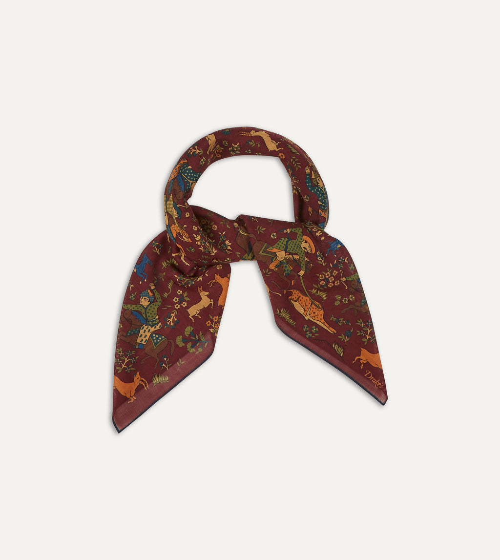 Drake's Mughal Hunter Wool-Silk Scarf Brown